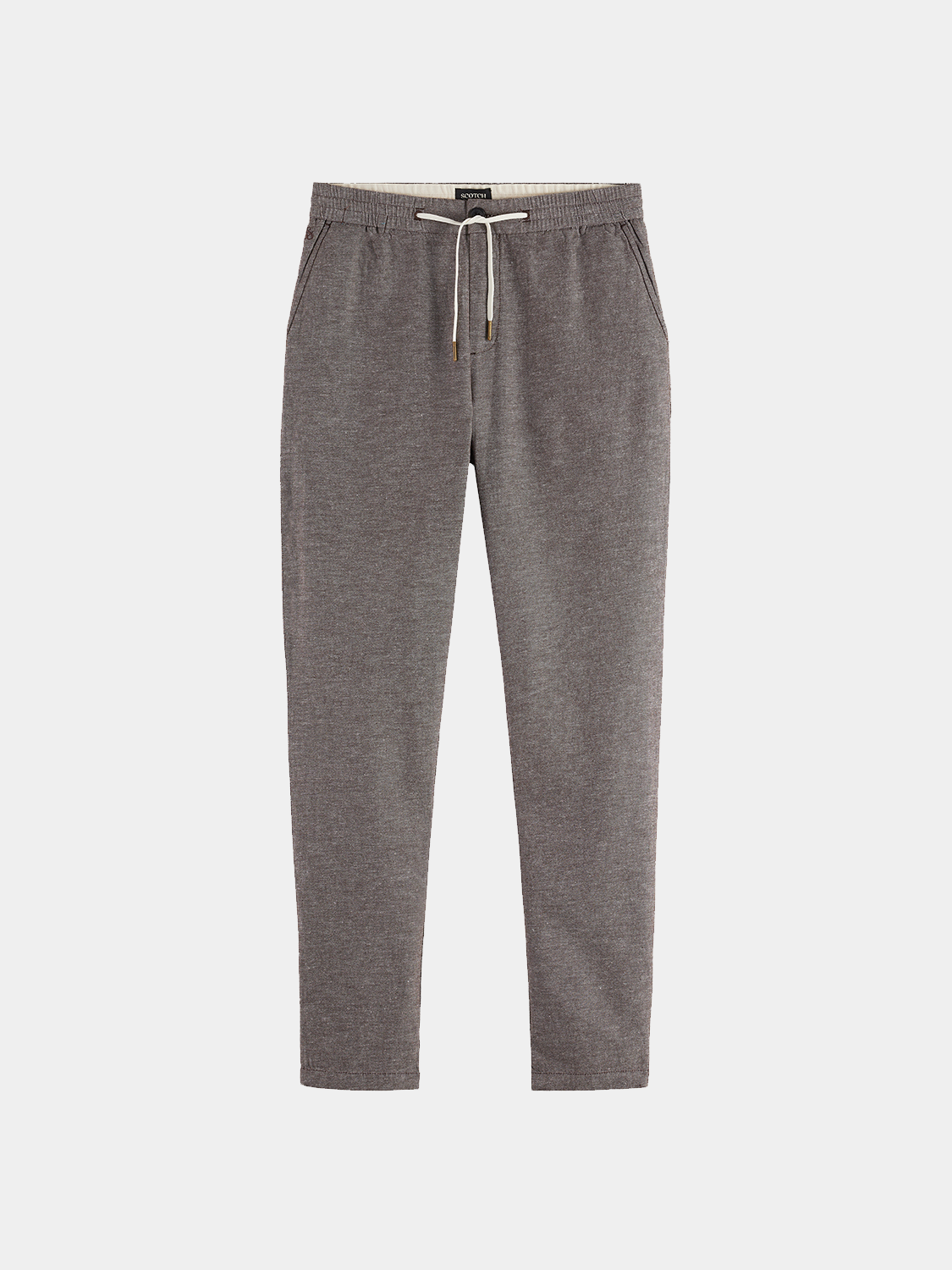 SCOTCH & SODA Warren jogger pants in black with relaxed fit and elastic waistband, casual men's athletic trousers.