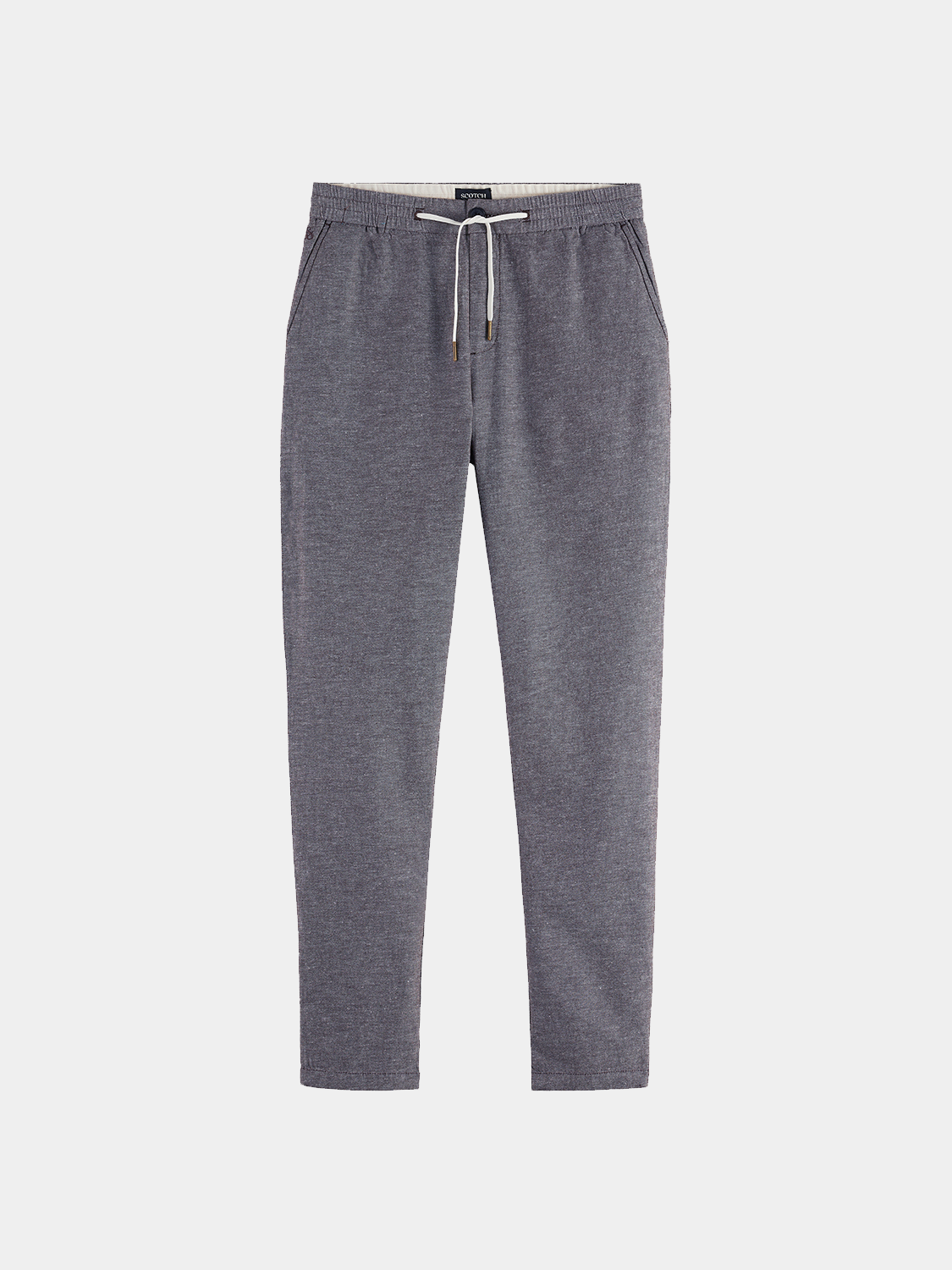 SCOTCH & SODA Warren joggers, stylish casual pants in neutral fabric, shown on a model with a relaxed fit and modern design.