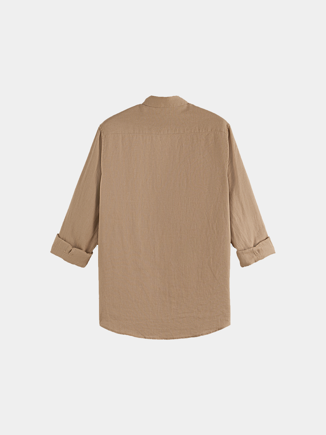Long-sleeve linen shirt by Scotch & Soda, shown in a relaxed fit with a collar and button-front, in a natural linen fabric.