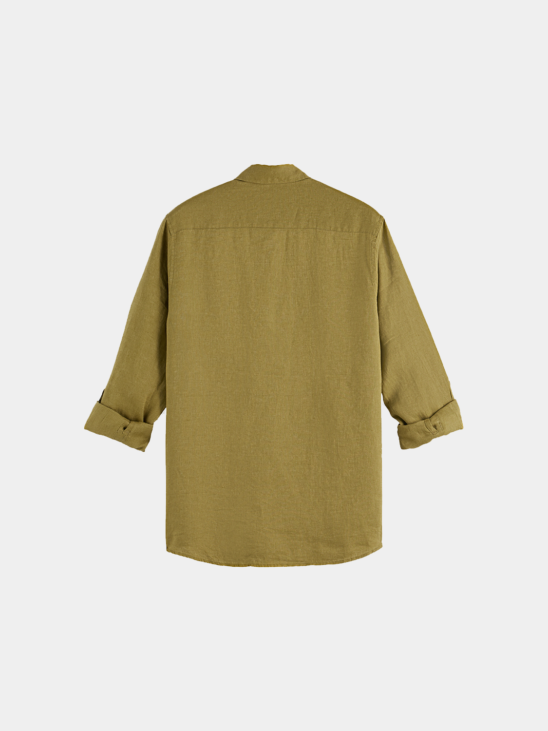 Long sleeve linen shirt by Scotch & Soda, featuring a relaxed fit and natural fabric texture, shown in a back view.
