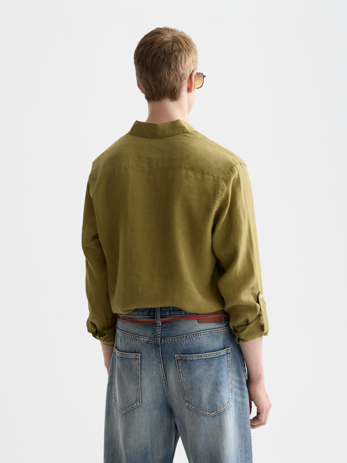 Long-sleeve linen shirt by Scotch & Soda in a light, breathable fabric, shown from the back with a relaxed fit.