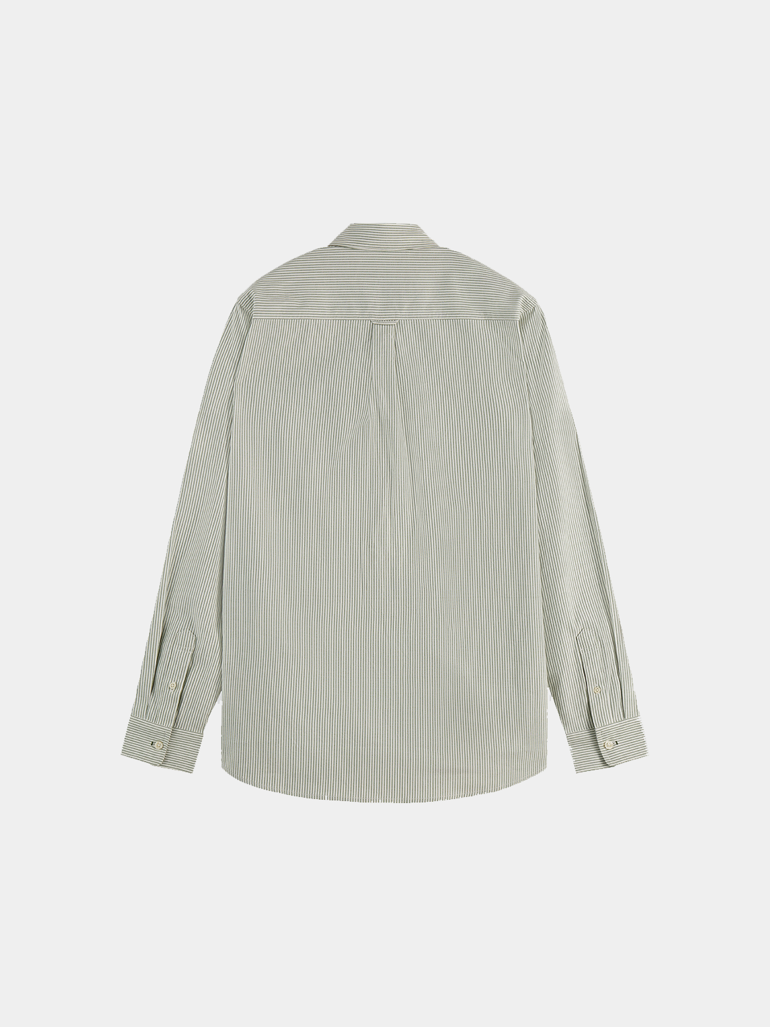 Long-sleeve Scotch & Soda Oxford striped shirt with blue and white vertical stripes, displayed on a mannequin.