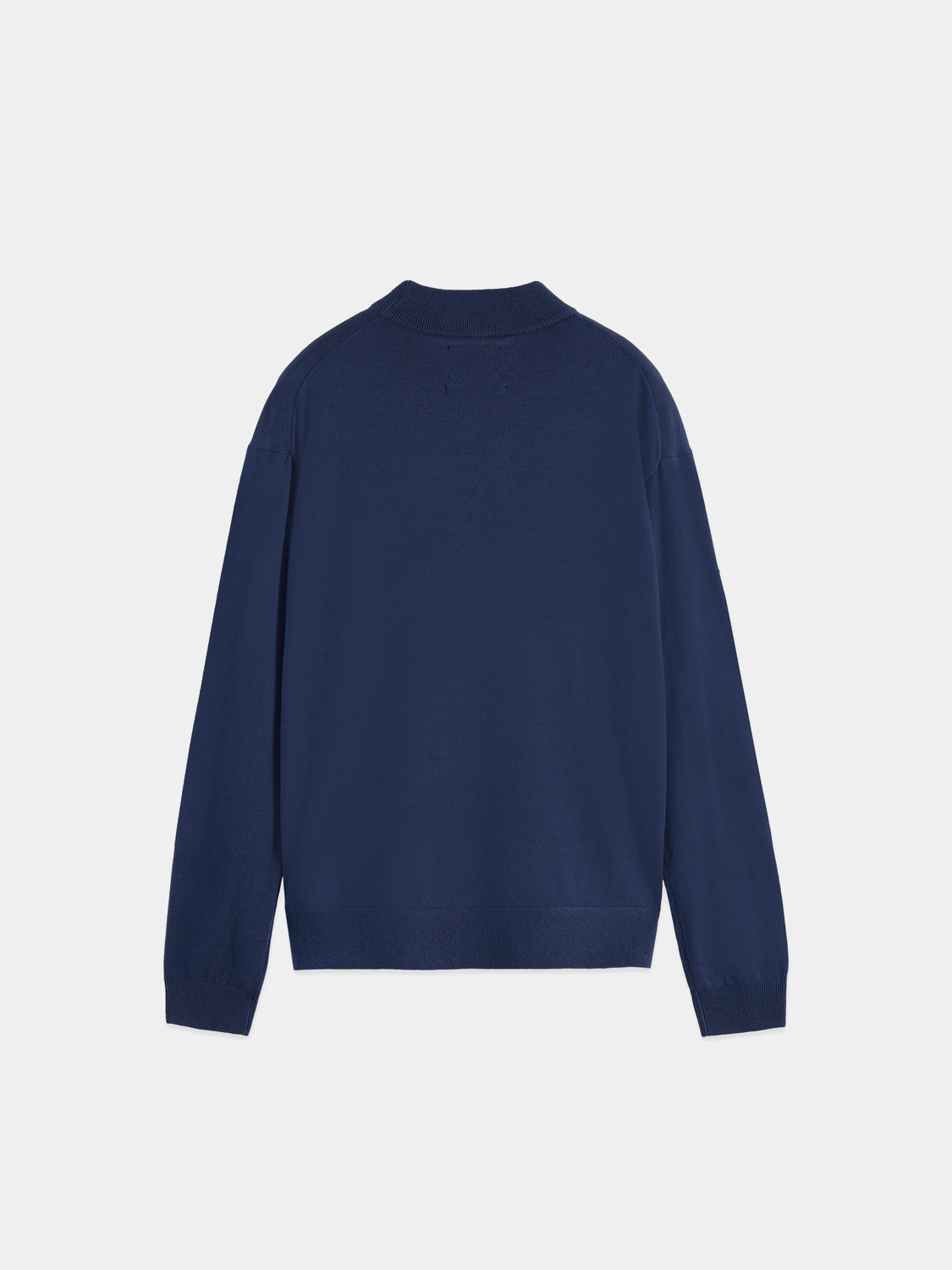 Black Scotch & Soda dropped shoulder mock neck knitwear sweater displayed on a hanger.