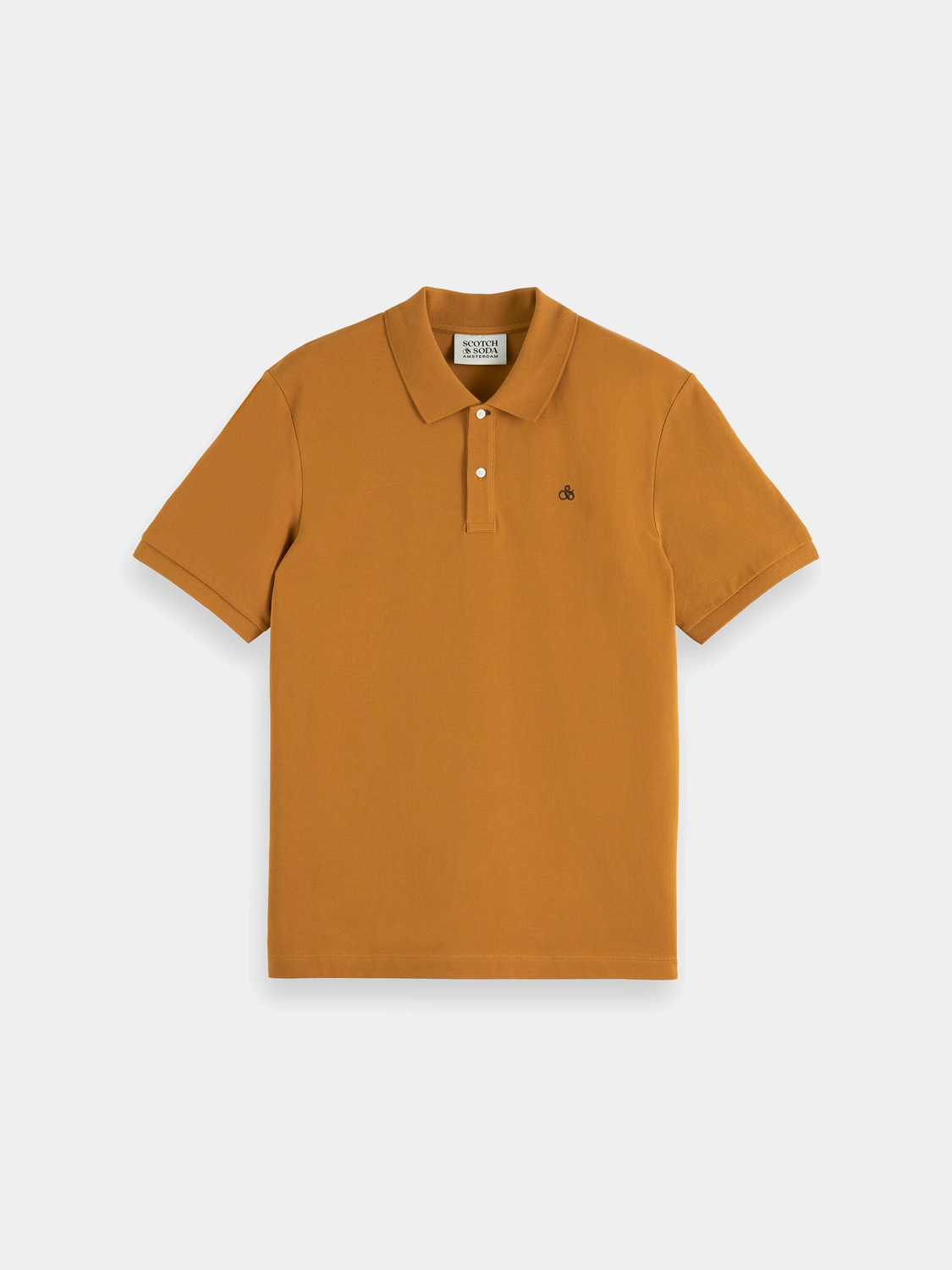 Scotch & Soda logo pique polo shirt in navy with collar and short sleeves, casual men's polo top.
