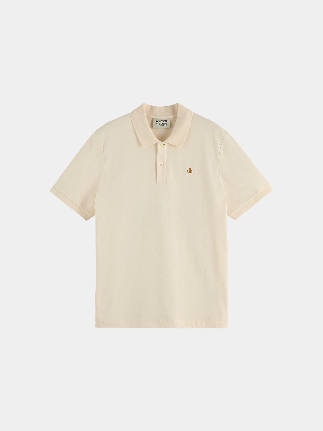 Scotch & Soda logo pique polo shirt in navy with collar and short sleeves, casual men's polo with embroidered logo.