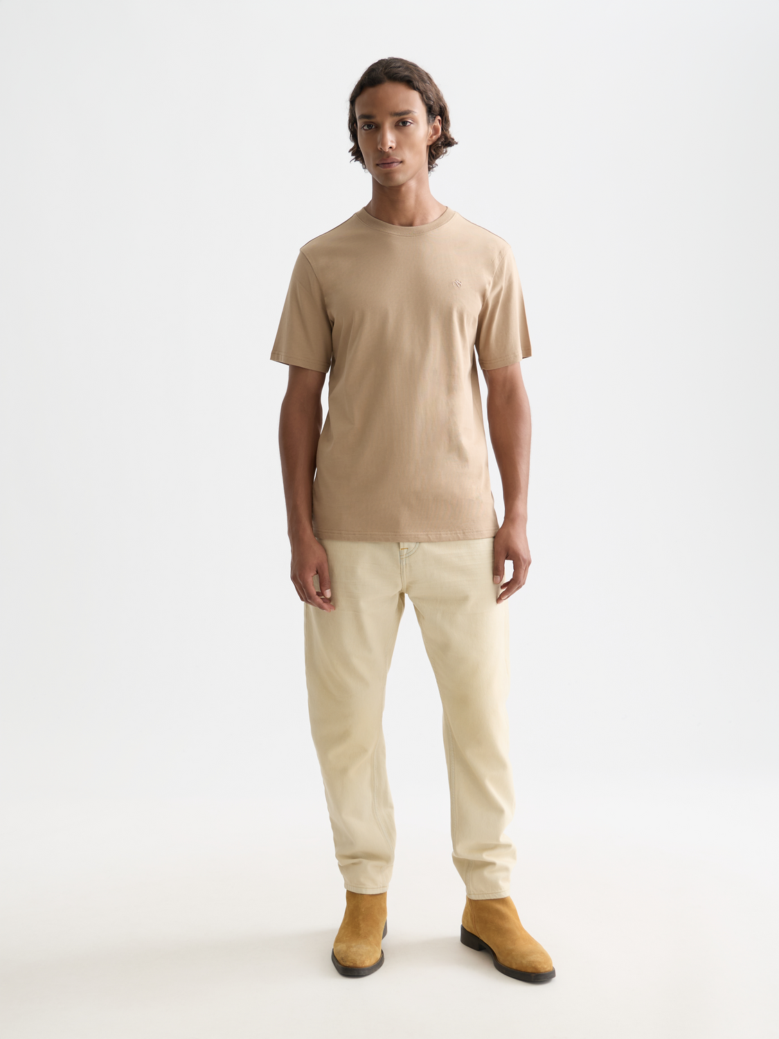 Scotch & Soda logo t-shirt, short sleeve cotton tee with printed logo design, casual men's clothing, front view.