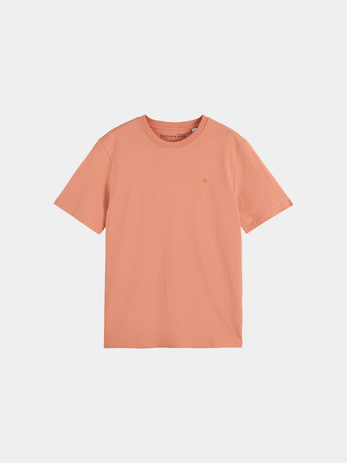 Scarlet short-sleeve T-shirt with a logo print from Scotch & Soda, casual and stylish men's tee.
