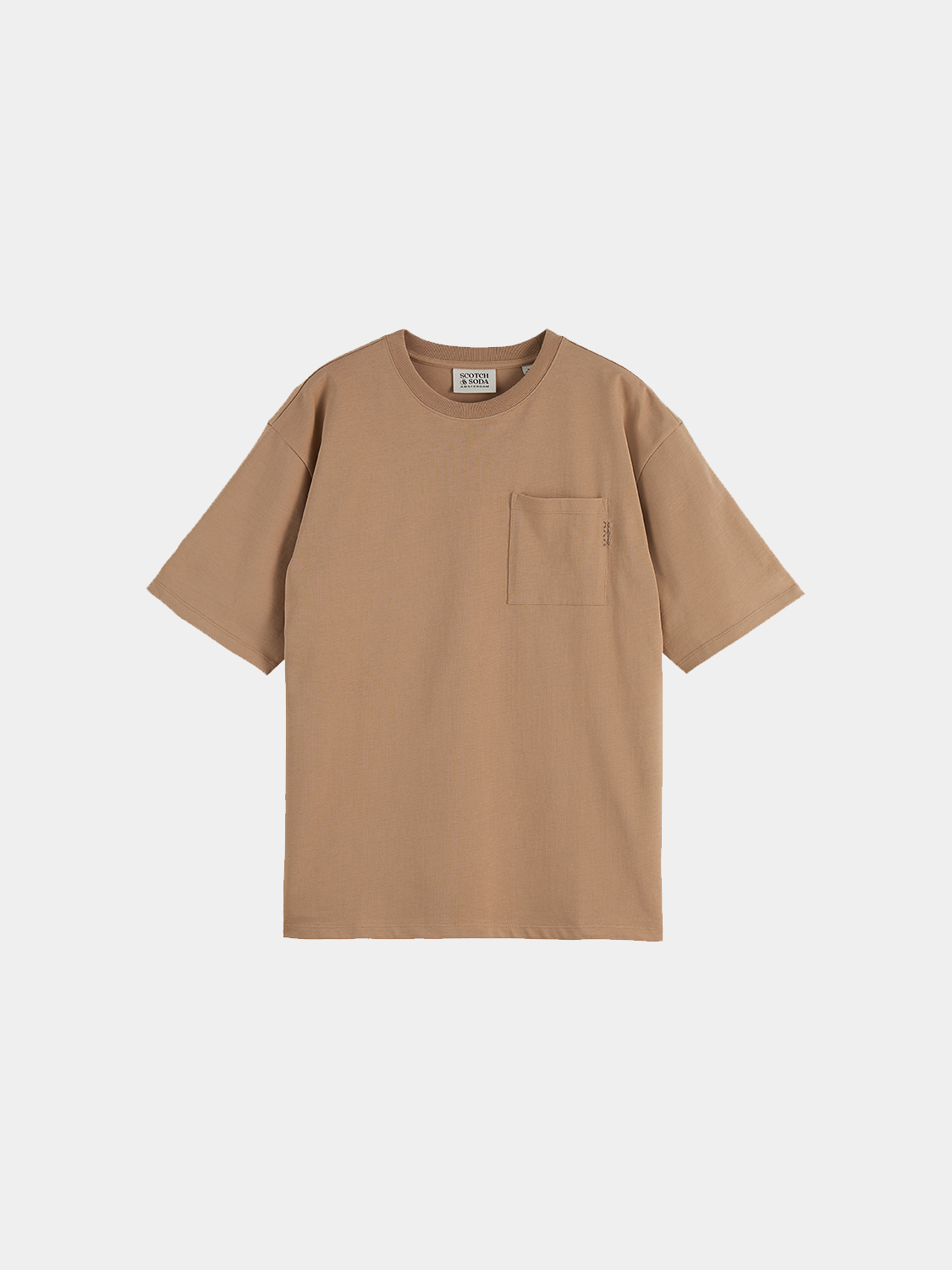 Light blue SCOTCH & SODA short sleeve chest pocket t-shirt with front pocket detail and crew neck.