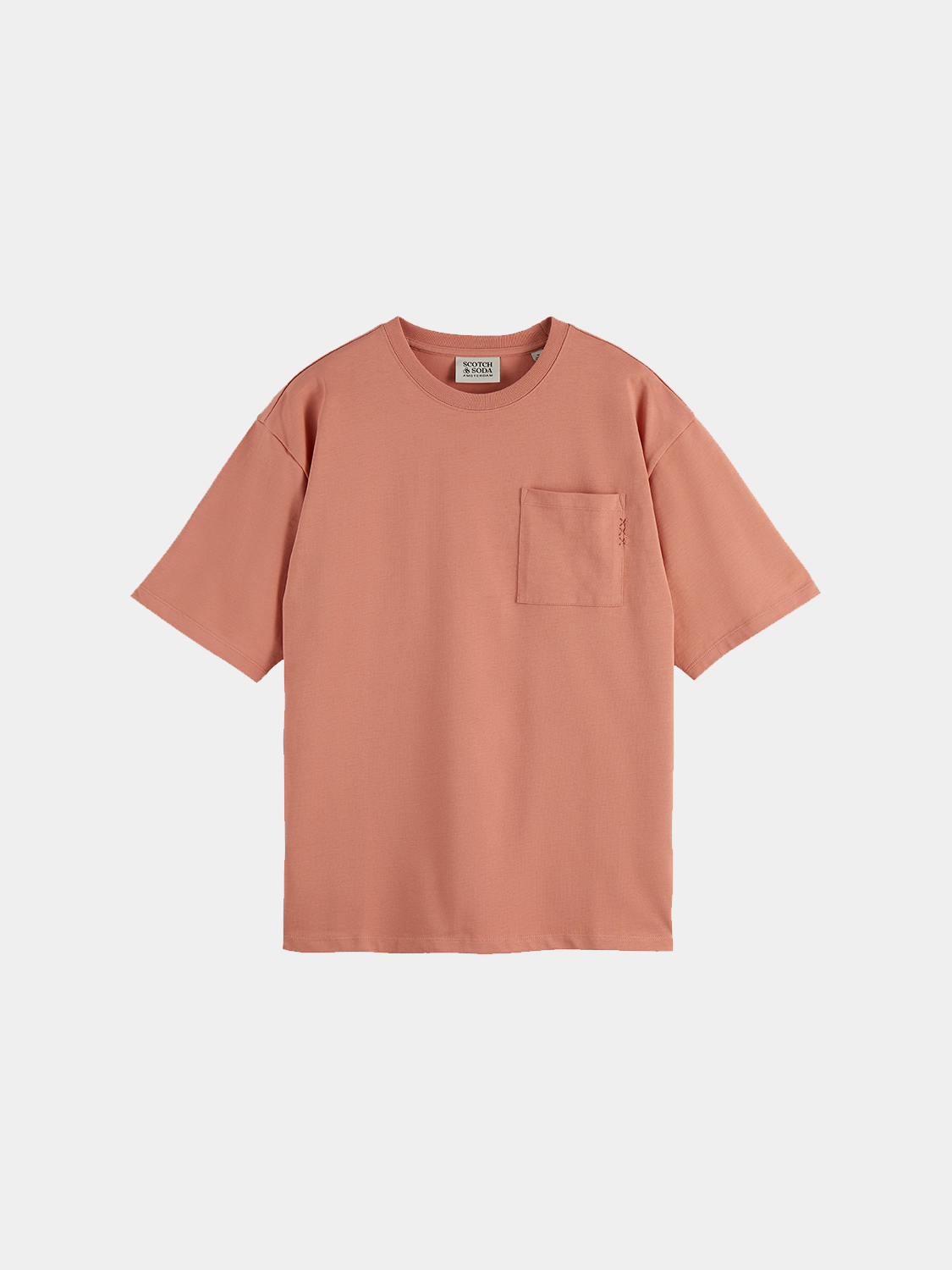 Scotch & Soda men's short-sleeve chest pocket t-shirt in solid color, casual fit with front pocket detail.