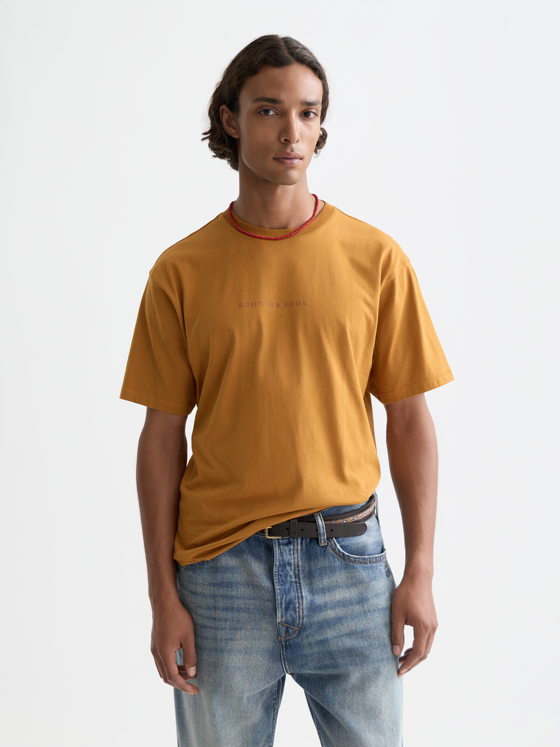 SCOTCH & SODA logo t-shirt, short sleeve tee with a bold logo print on the front, made from soft fabric.