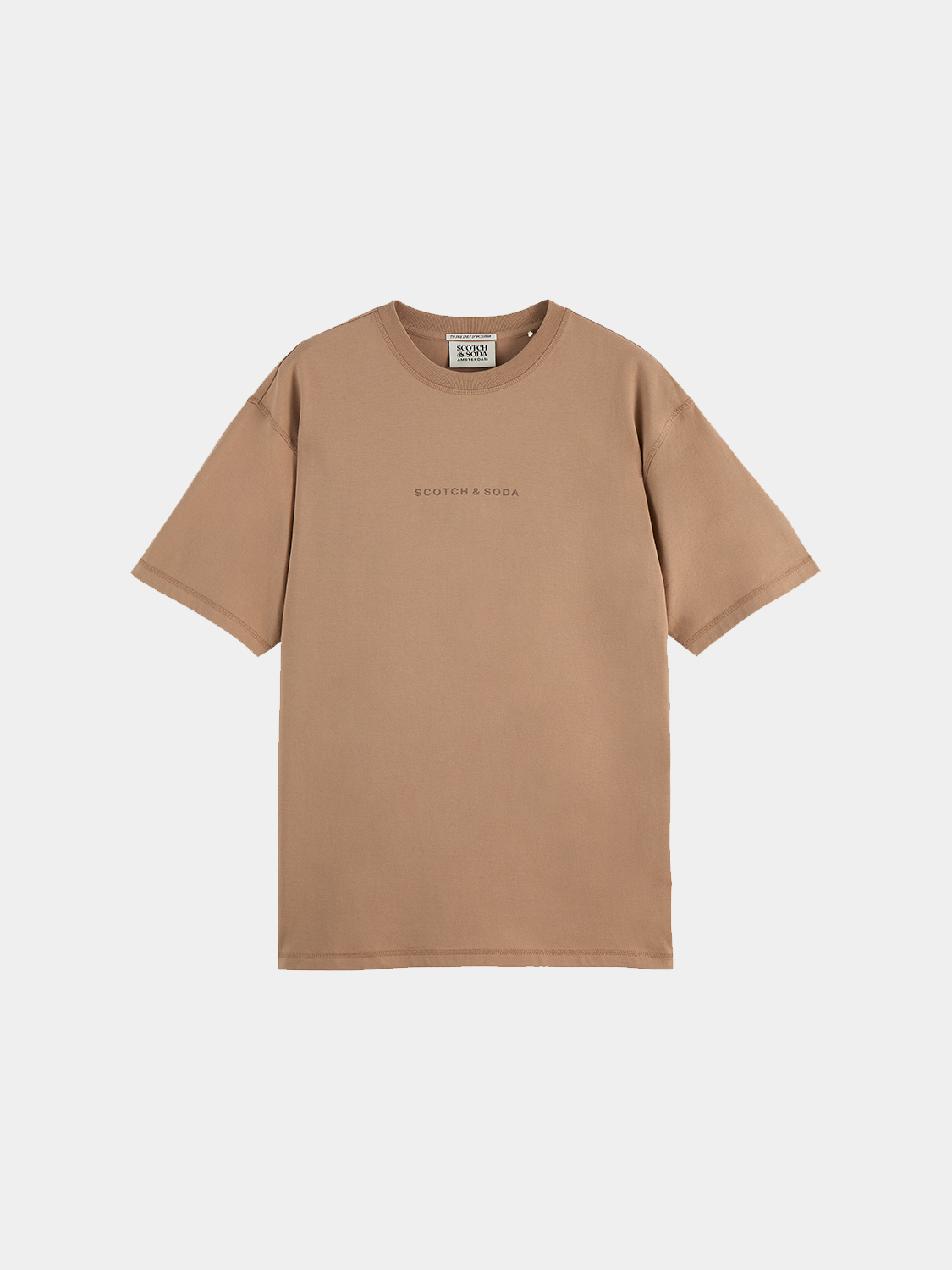 Scarlet logo t-shirt from Scotch & Soda featuring short sleeves and a bold front logo design.