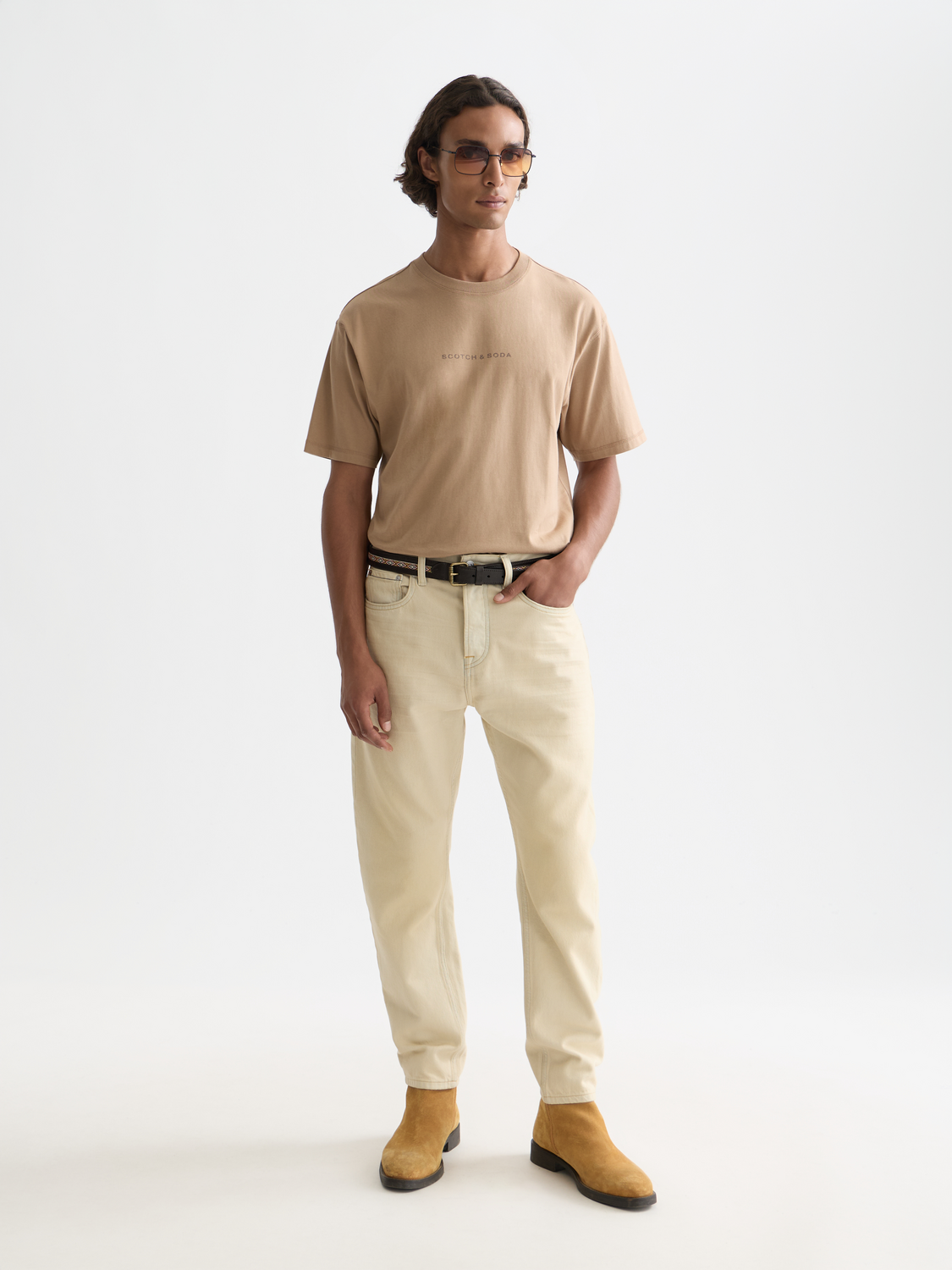 SCOTCH & SODA logo T-shirt, short-sleeve tee in soft fabric with bold logo print on front, casual streetwear style.