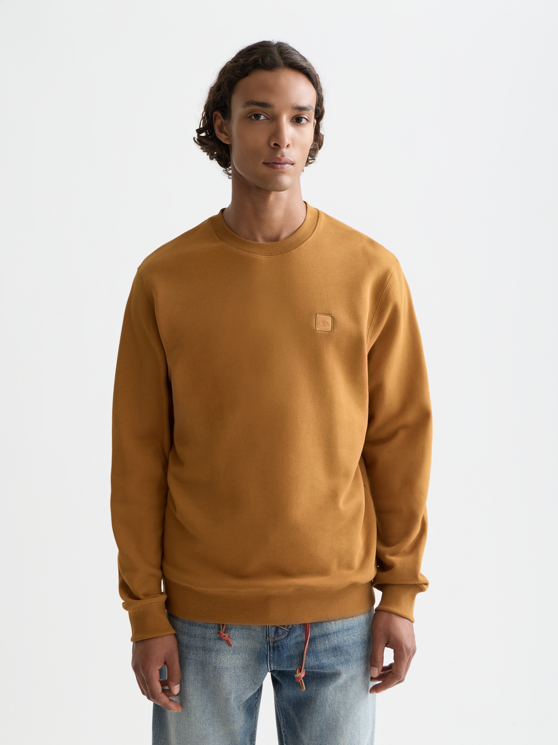 Gray Scotch & Soda logo sweatshirt with front graphic, casual long-sleeve sweats made of soft fabric.