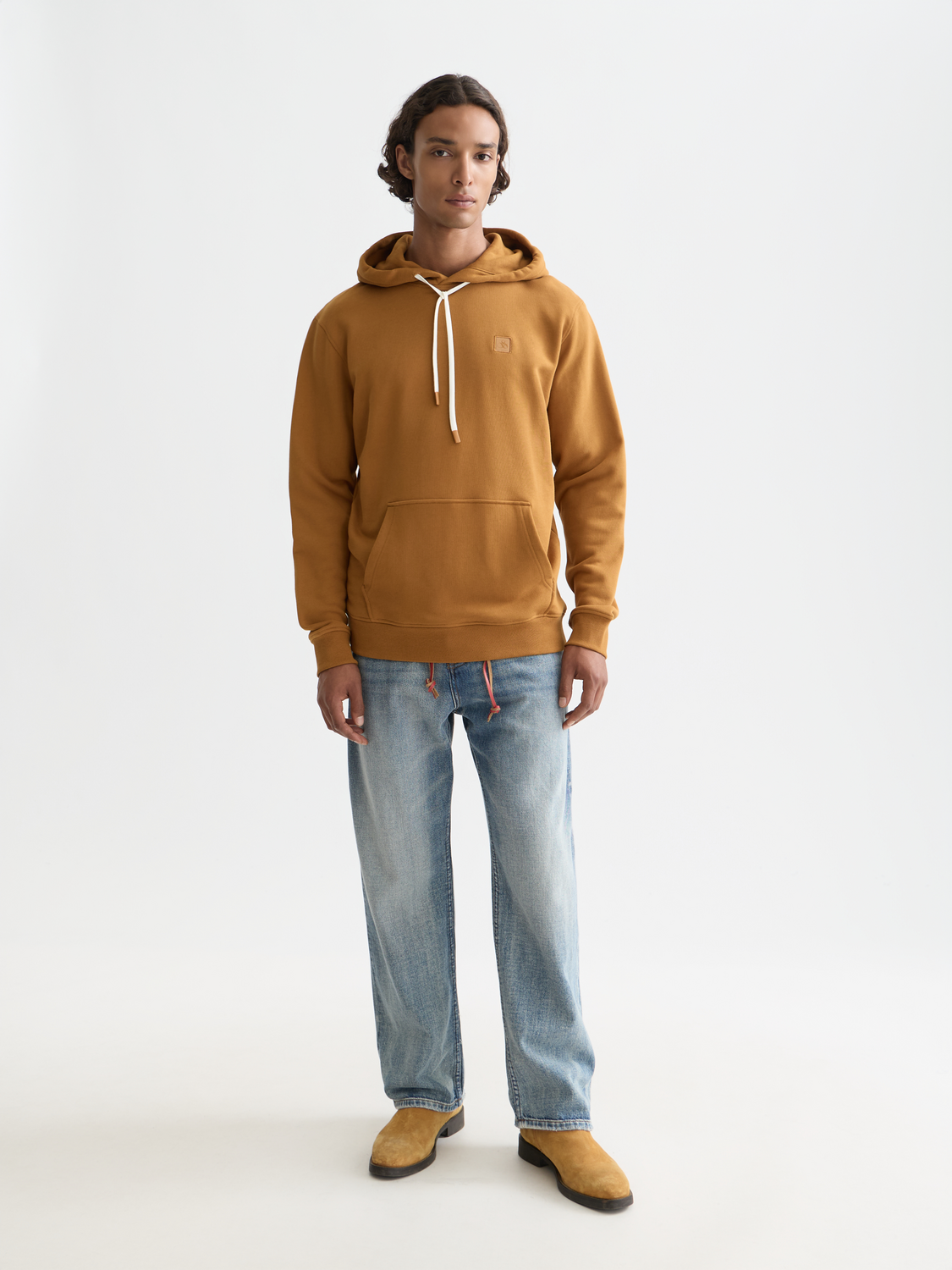 SCOTCH & SODA logo hoodie, navy sweat with front chest logo, casual streetwear style, soft cotton fabric, front view