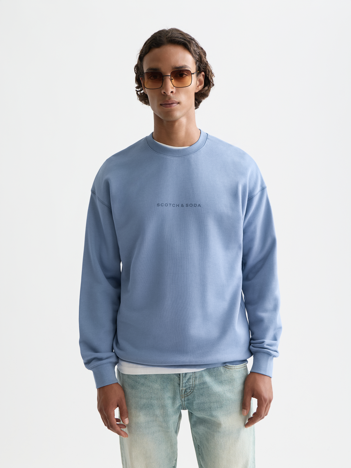 Scotch & Soda logo sweatshirt featuring a comfortable fit and casual style, shown in a front view with a bold logo design.
