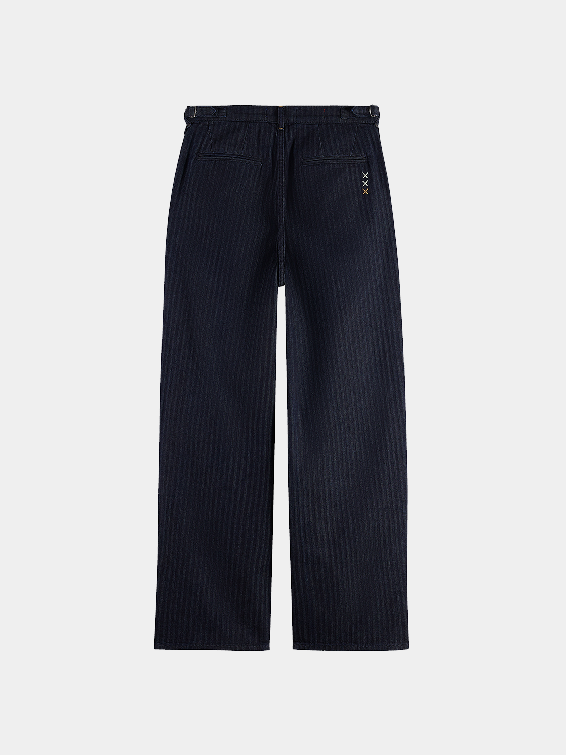 Back view of loose-fit Scotch & Soda denim jeans with classic five-pocket design and faded wash detail.