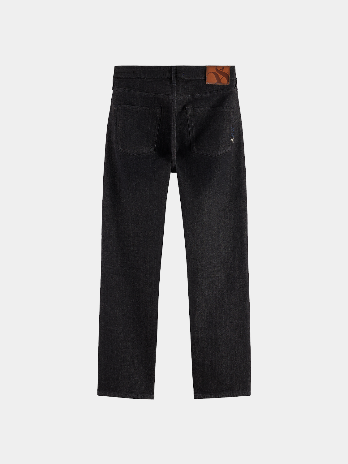 SCOTCH & SODA straight-fit denim jeans in dark wash, showing front view with classic five-pocket style and subtle brand stitching.