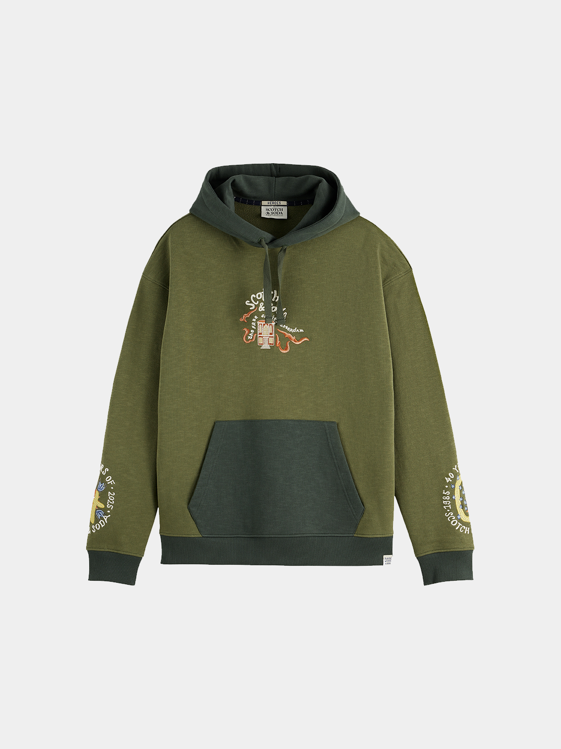 Embossed Scotch & Soda embroidered hoodie in soft sweats fabric with detailed stitching and a casual fit.