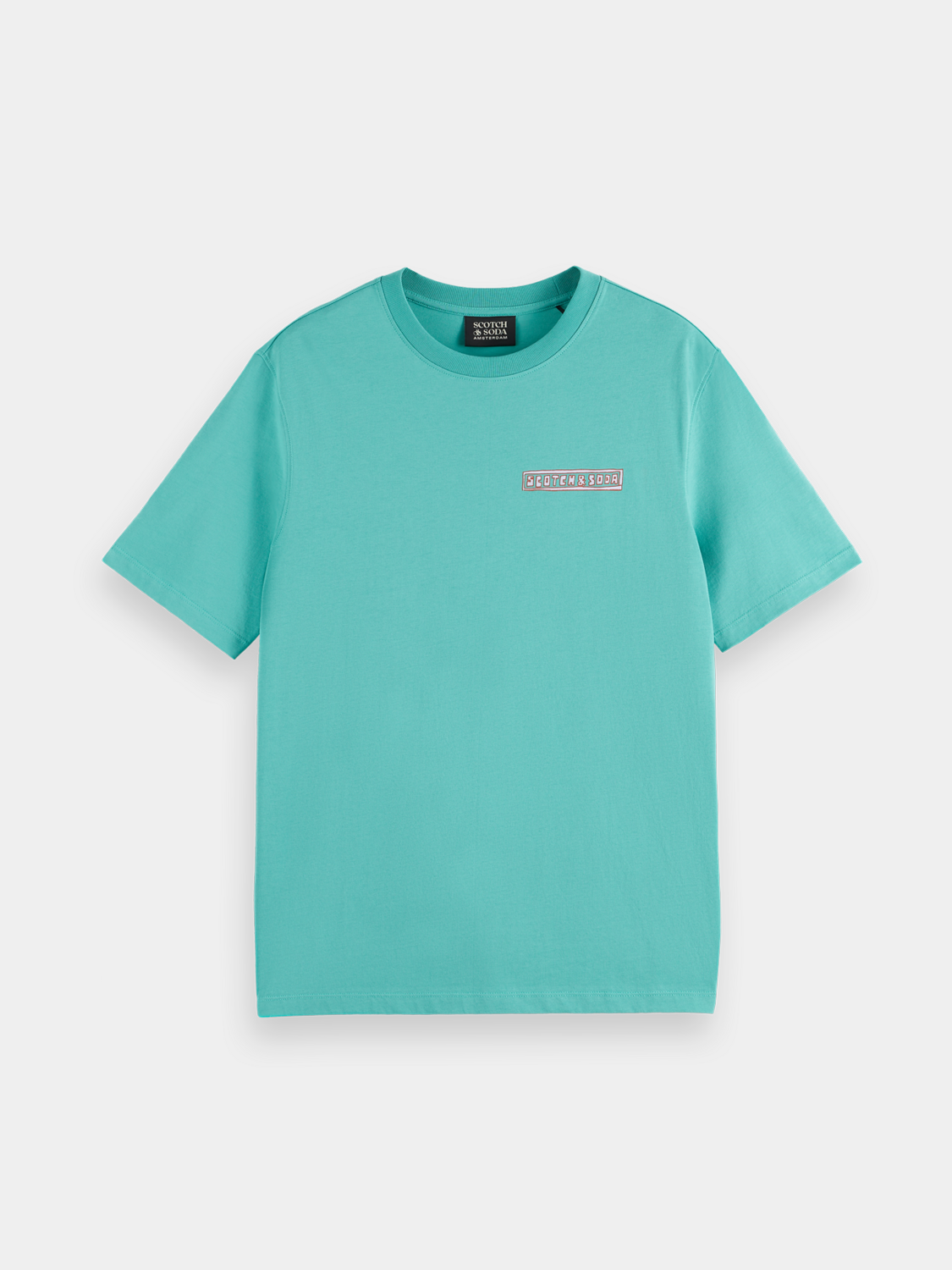 Short-sleeve Scotch & Soda artwork t-shirt with colorful graphic print on soft fabric, casual style for everyday wear.