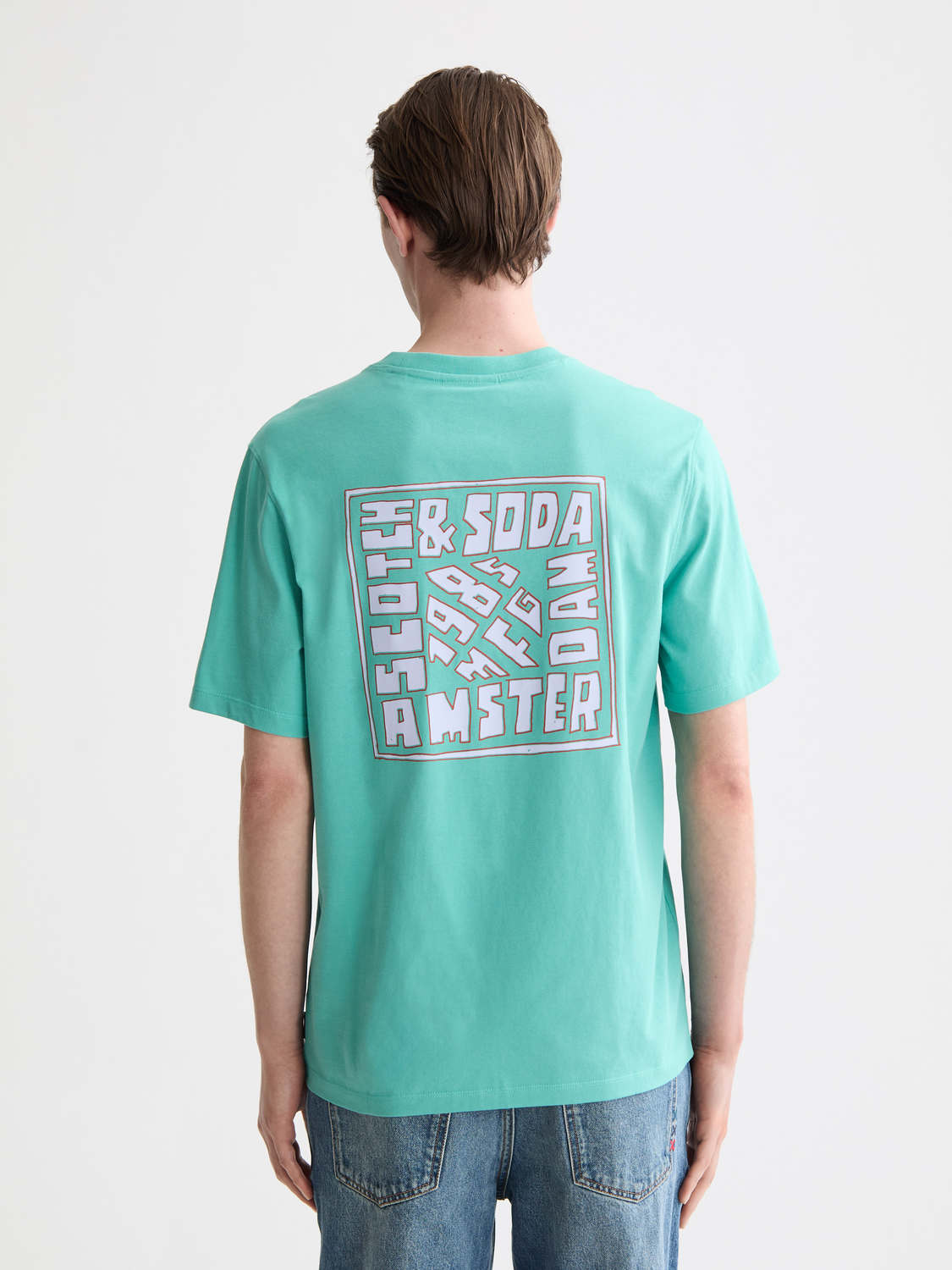 Short sleeve Scotch & Soda artwork T-shirt featuring a colorful graphic design on the front.