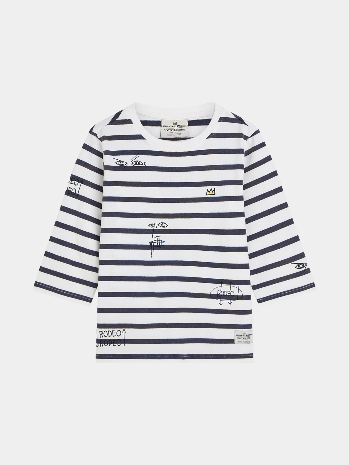 Kids long-sleeve Breton striped t-shirt by Scotch & Soda featuring S&S x Basquiat artwork design.