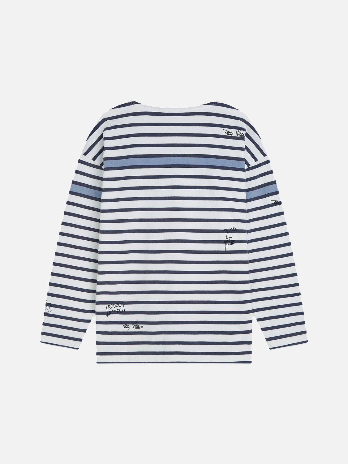 Long-sleeve Breton striped t-shirt by Scotch & Soda featuring S&S x Basquiat design in black and white.