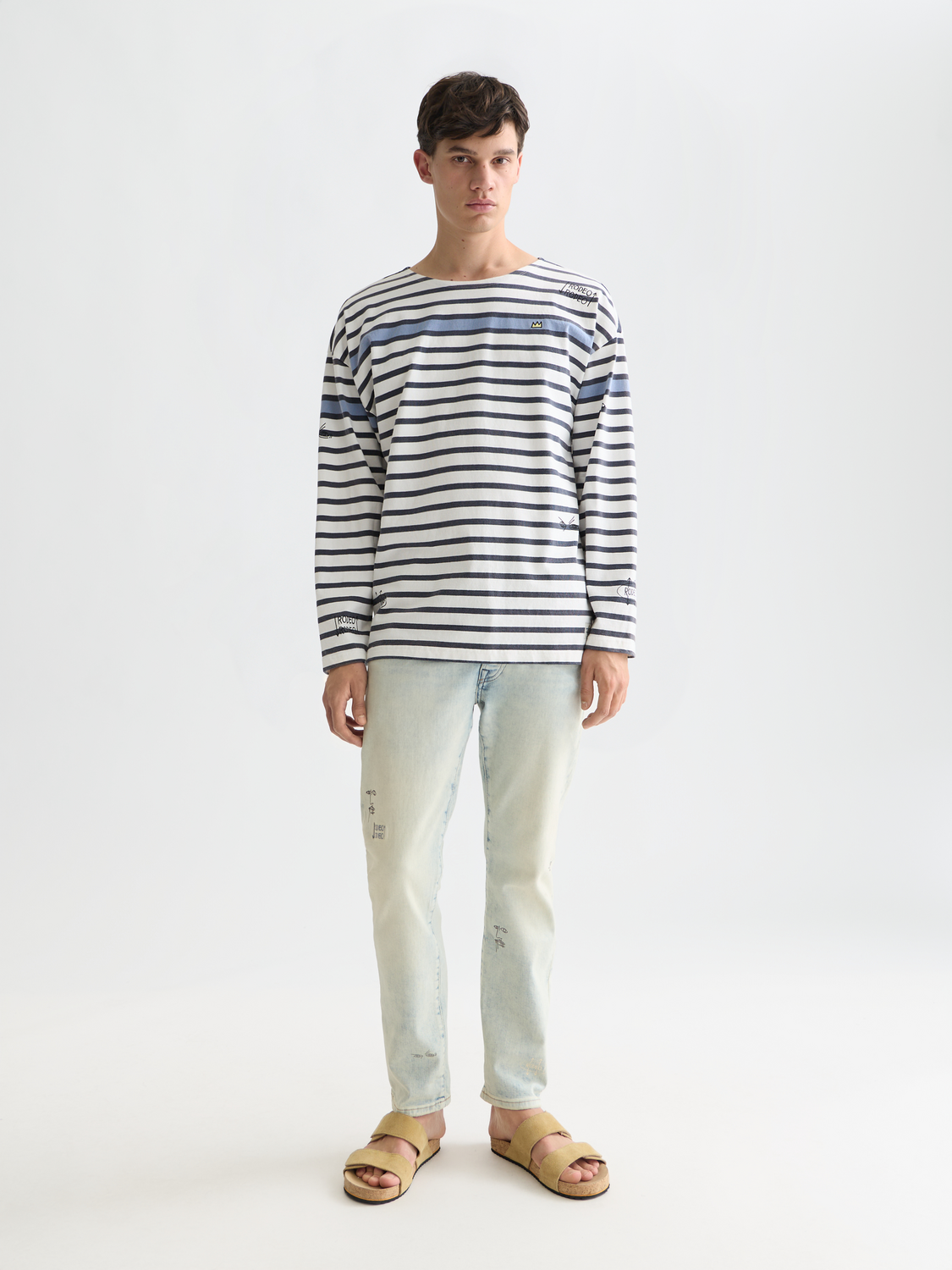 Long sleeve Breton striped T-shirt by Scotch & Soda featuring S&S x Basquiat collaboration design.