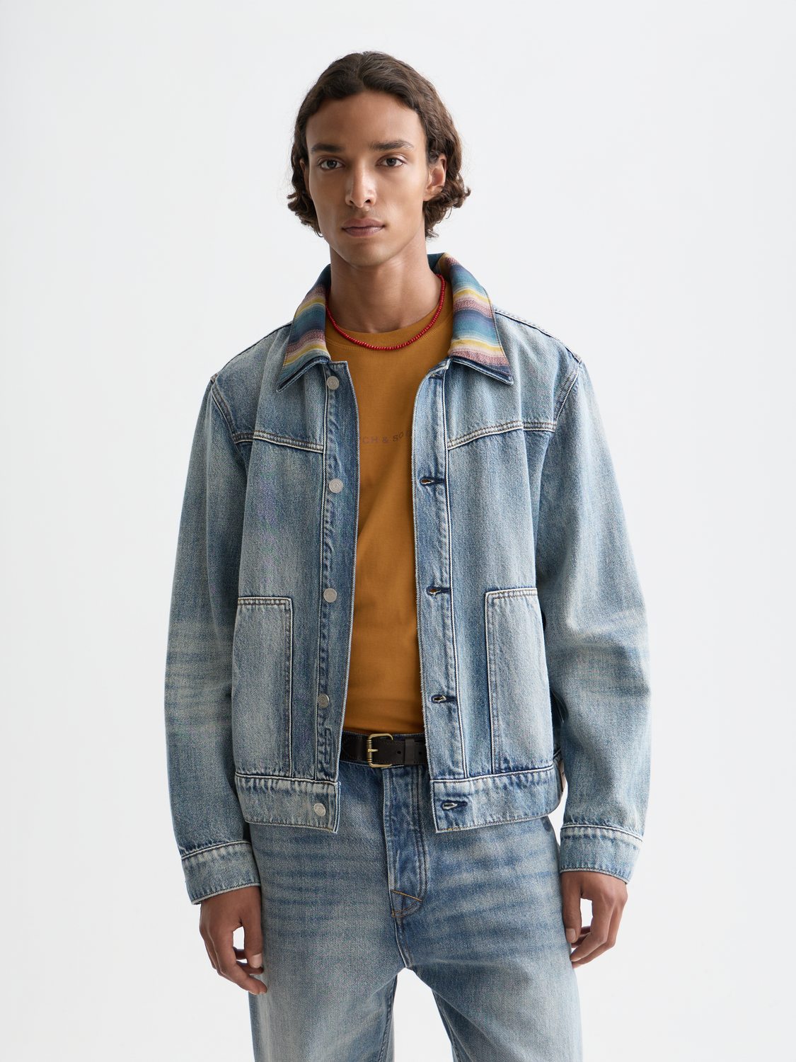 Washed ranch jacket by Scotch & Soda, featuring classic denim style with a faded, distressed look and button front.