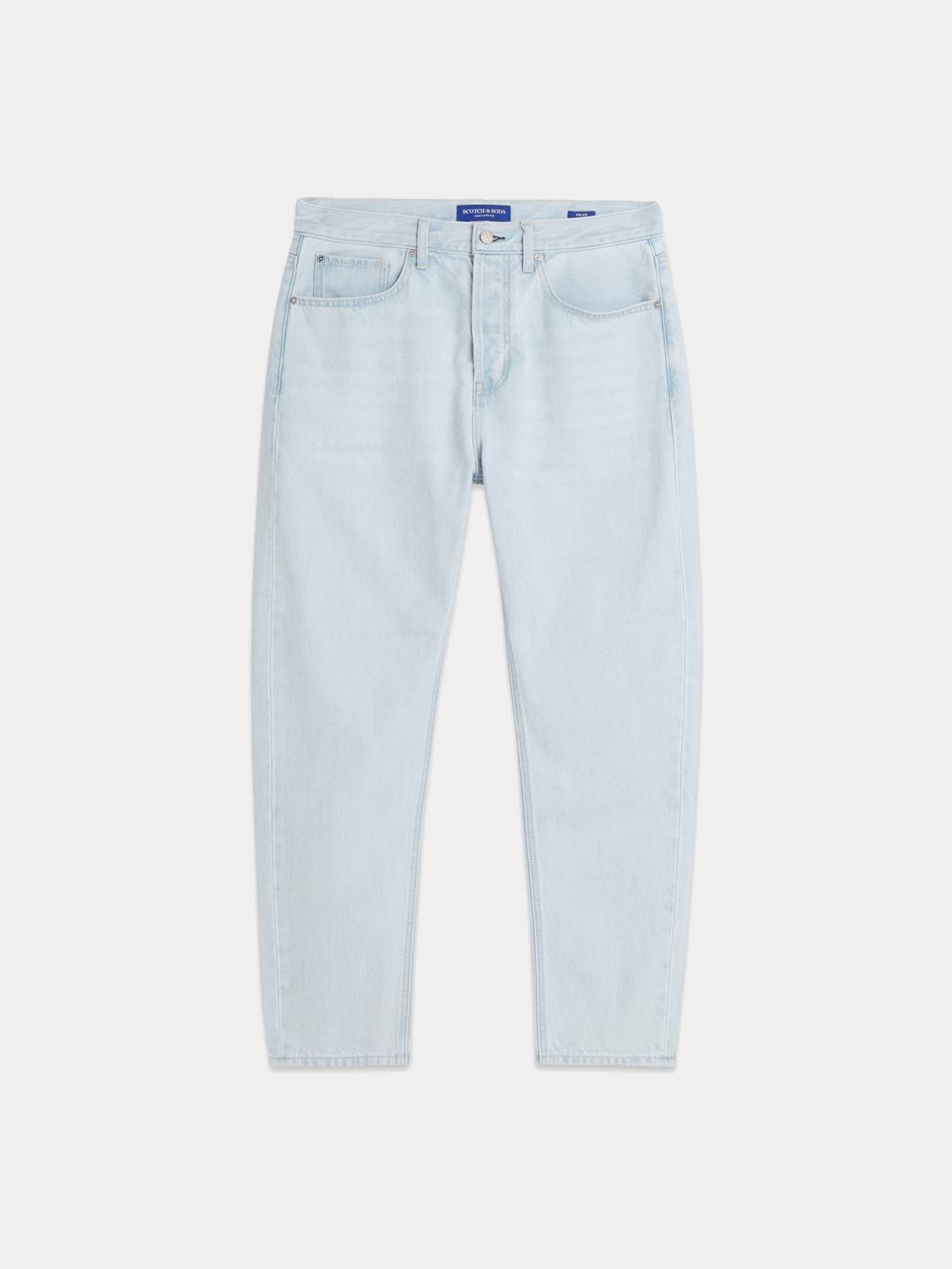 Dark blue Dean tapered denim jeans by Scotch & Soda, featuring a classic fit and clean design.