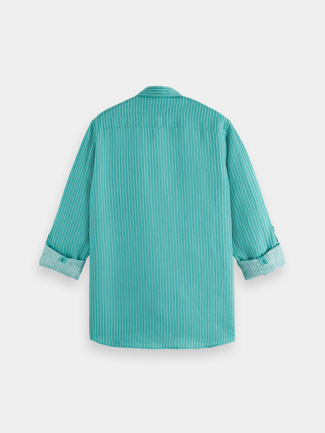 Long-sleeve striped linen shirt by Scotch & Soda, featuring a relaxed fit and classic pattern in natural fabric.