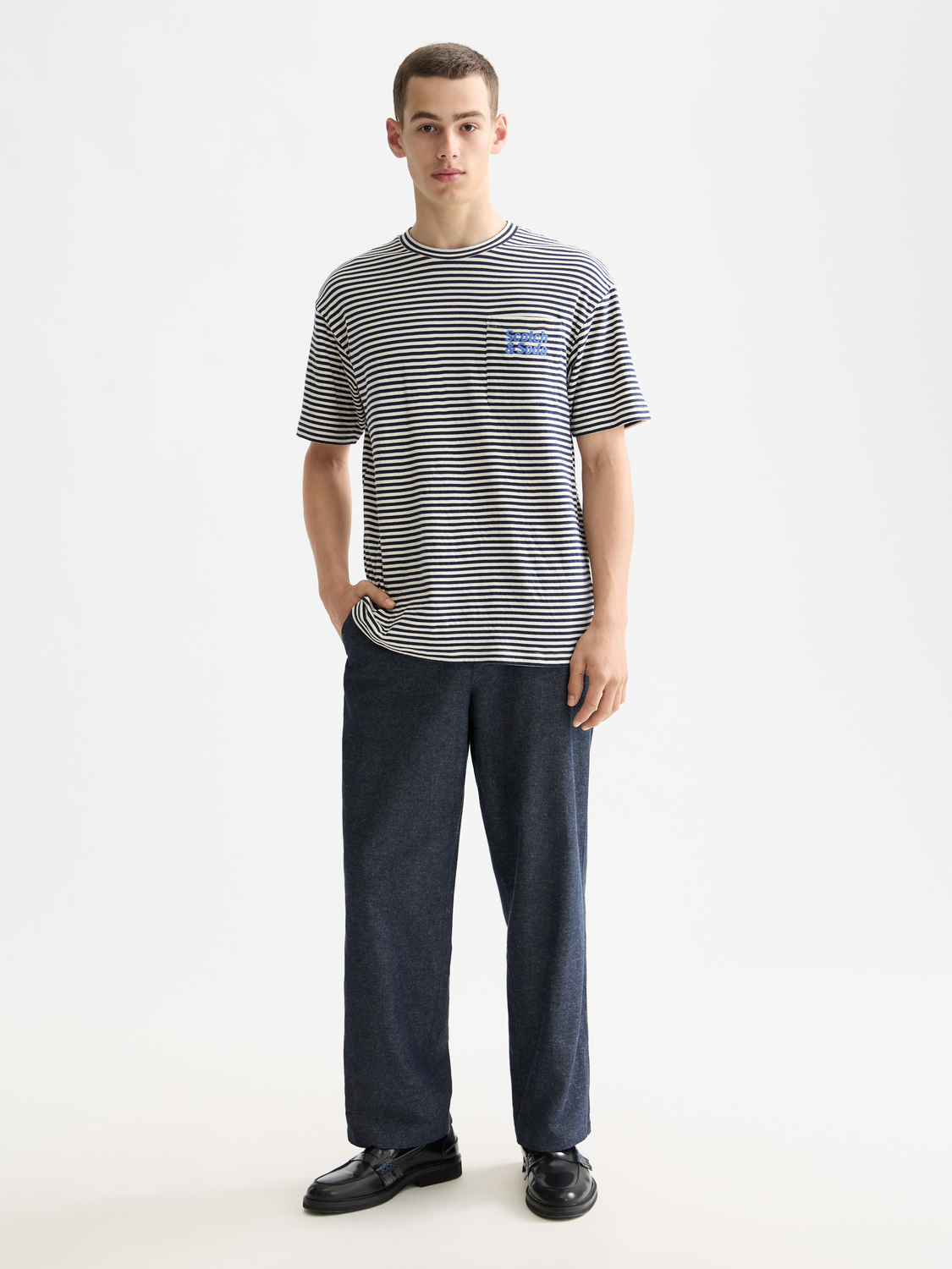 Scotch & Soda double face pocket short sleeve t-shirt with front pocket, displayed on a plain background.