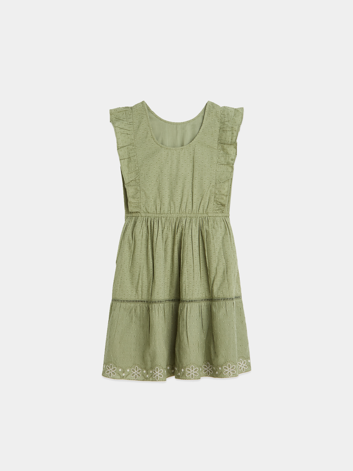 Kids embroidered jacquard dress by Scotch & Soda, featuring intricate patterns and a stylish back design.