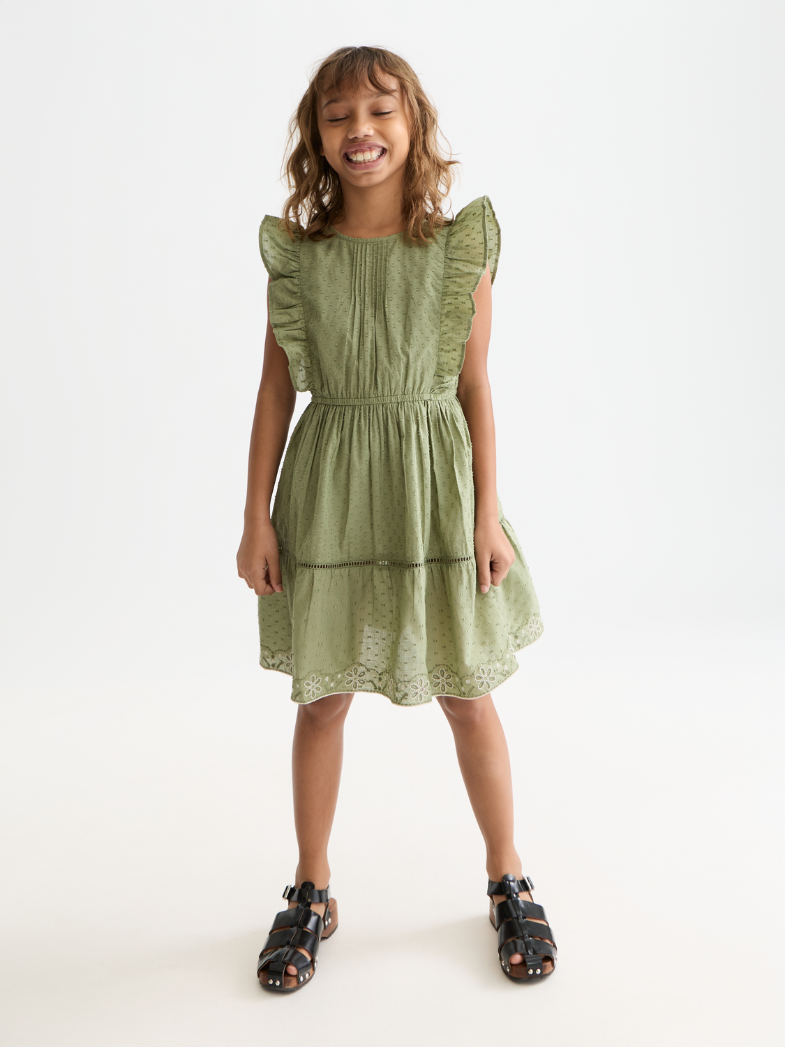 Kids embroidered jacquard dress by Scotch & Soda, featuring colorful floral embroidery and a stylish, comfortable fit.