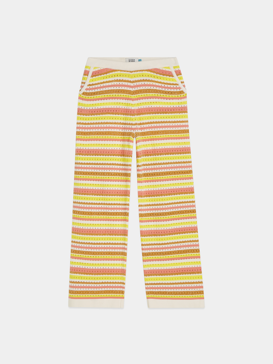 Kids' Lurex knitted sweatpants by Scotch & Soda, featuring a cozy fit with metallic shimmer details and ribbed cuffs.