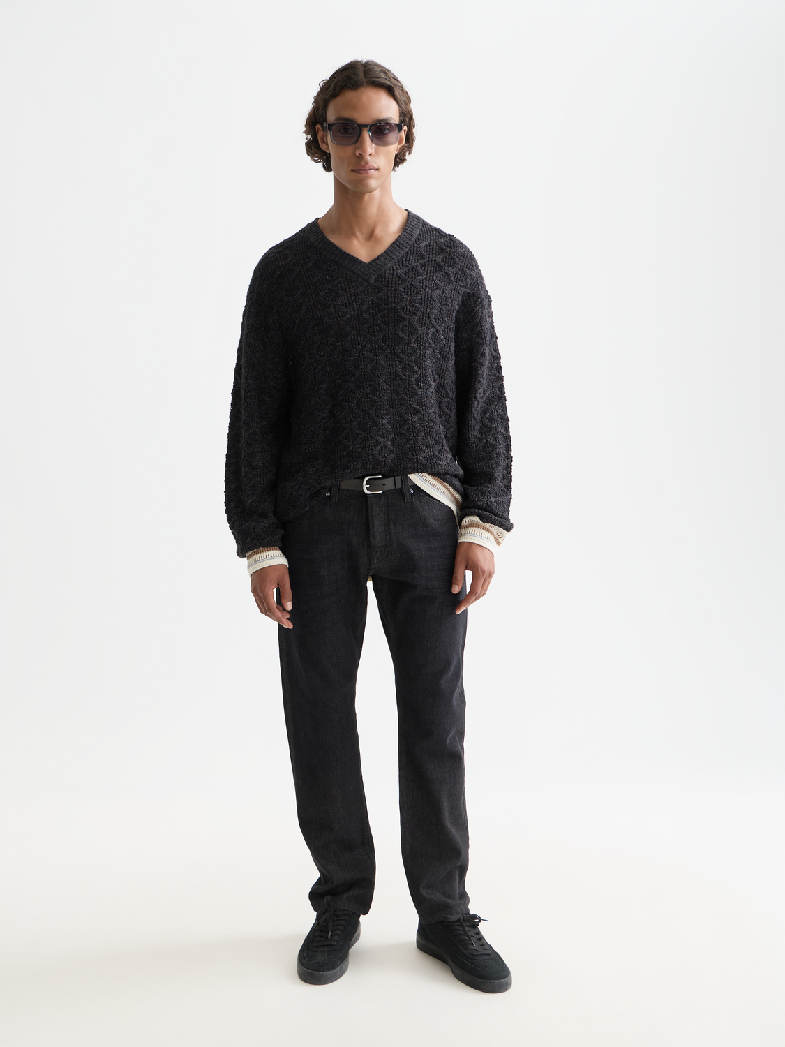 Scotch & Soda V-neck cable knit pullover, cozy knitwear with textured cable pattern, in a versatile color.