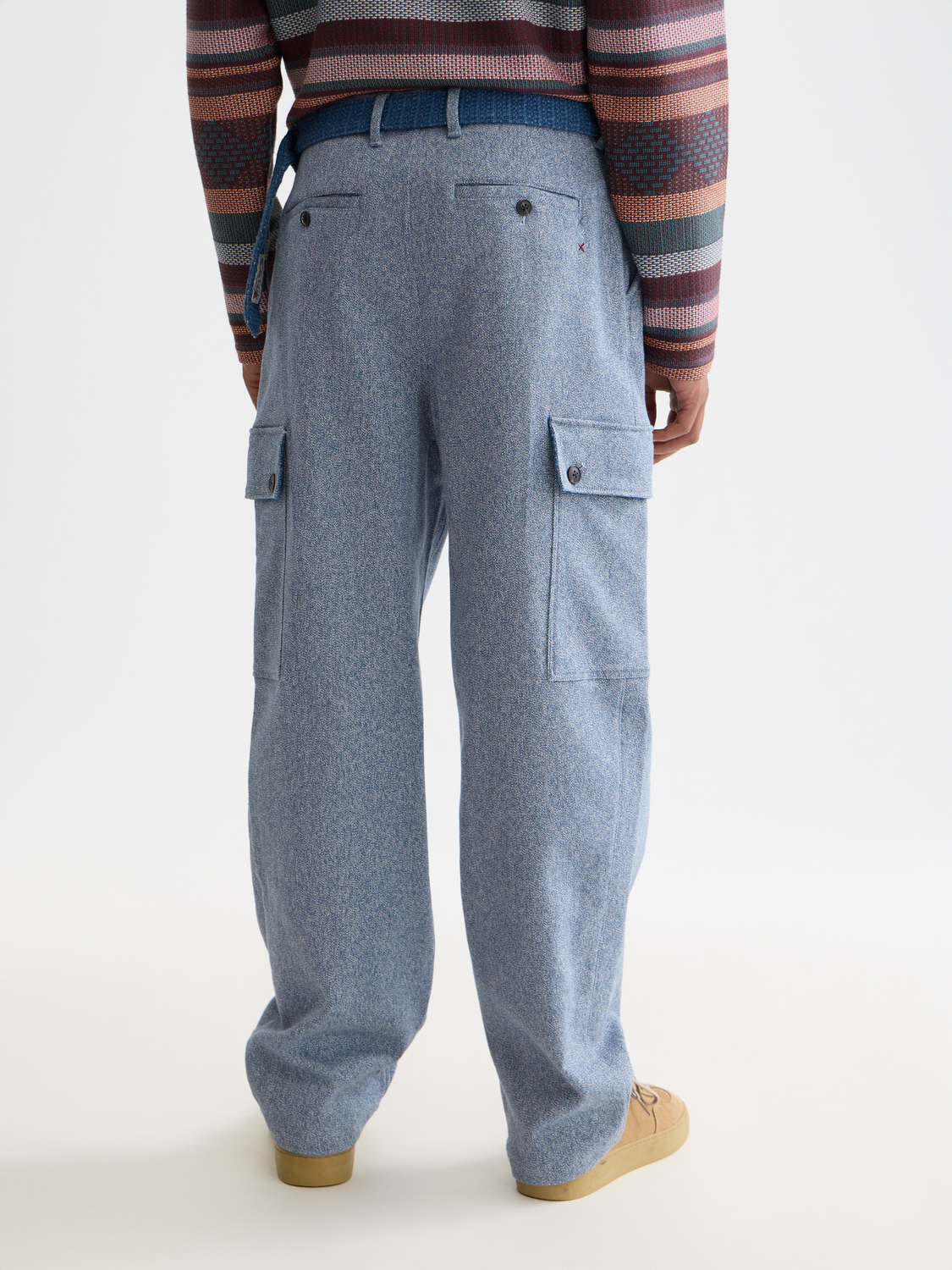 Loose straight-fit cargo pants by Scotch & Soda, dark color, front view showing pockets and relaxed fit.
