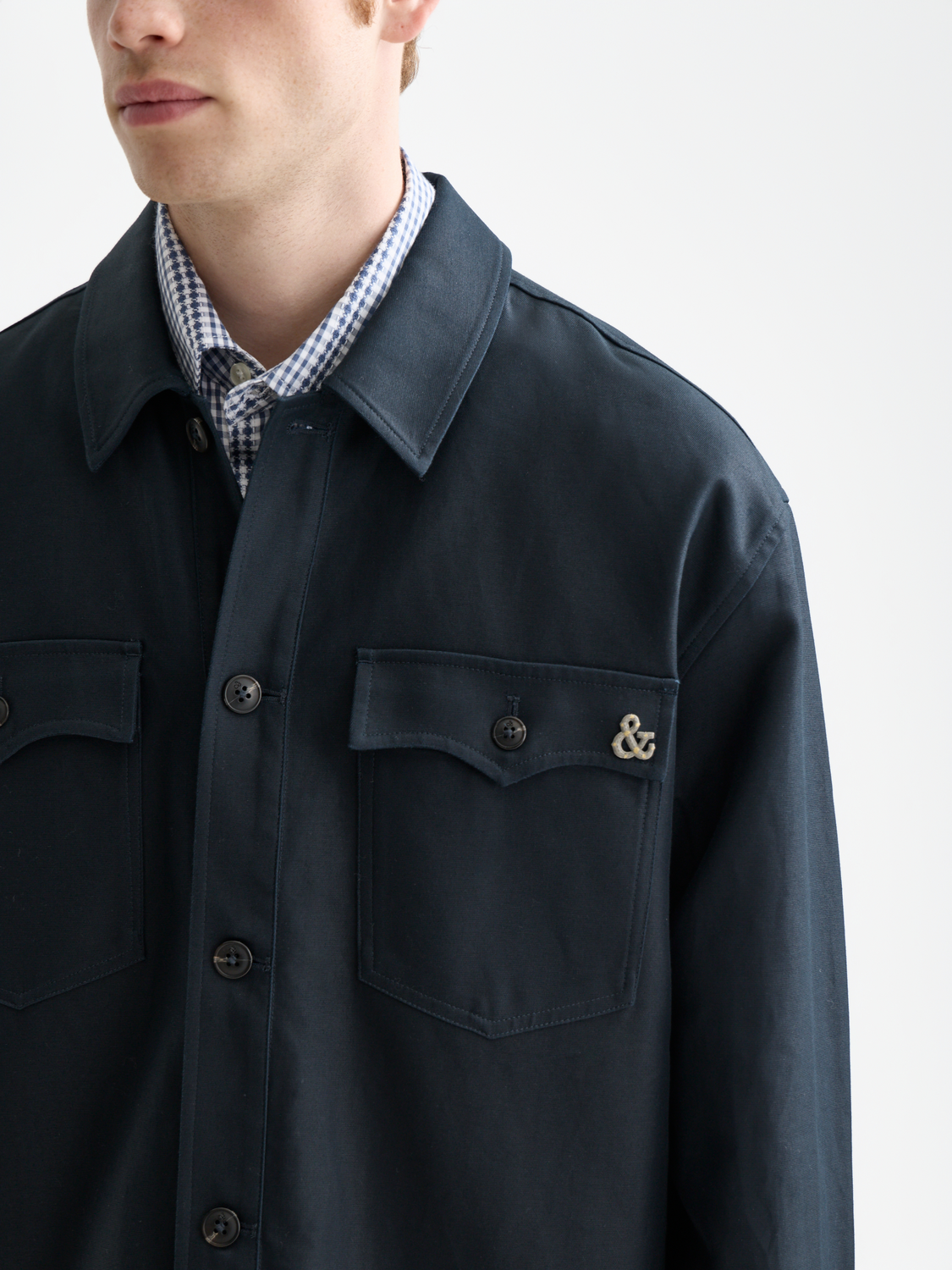 Relaxed-fit Scotch & Soda overshirt jacket in soft fabric, shown with a casual collar and button closures.