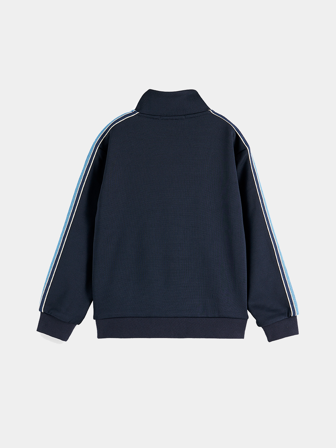 Kids interlock zip-through sweatshirt by Scotch & Soda, navy blue sweats with front zipper and hood, casual and comfortable.
