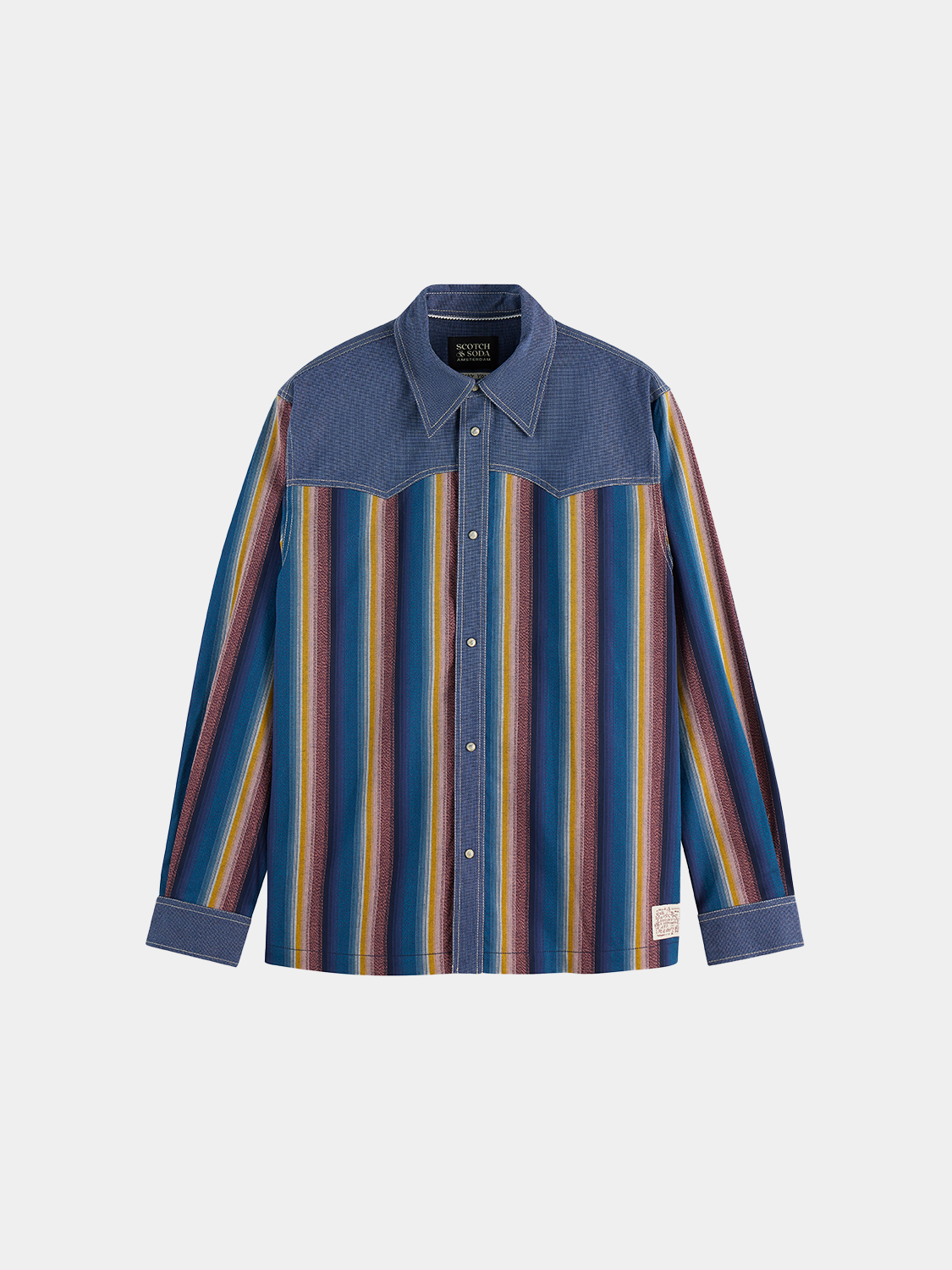 Long sleeve striped western shirt by Scotch & Soda with button closure and classic western styling.