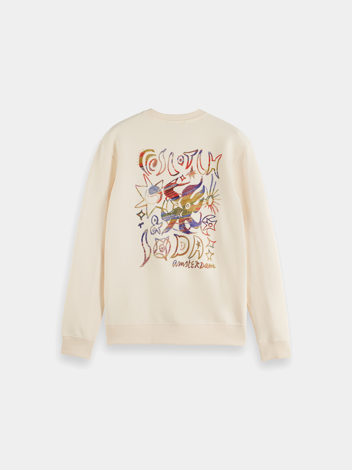 SCOTCH & SODA artwork sweatshirt featuring a stylish graphic design on the front, made from cozy sweatshirt fabric.