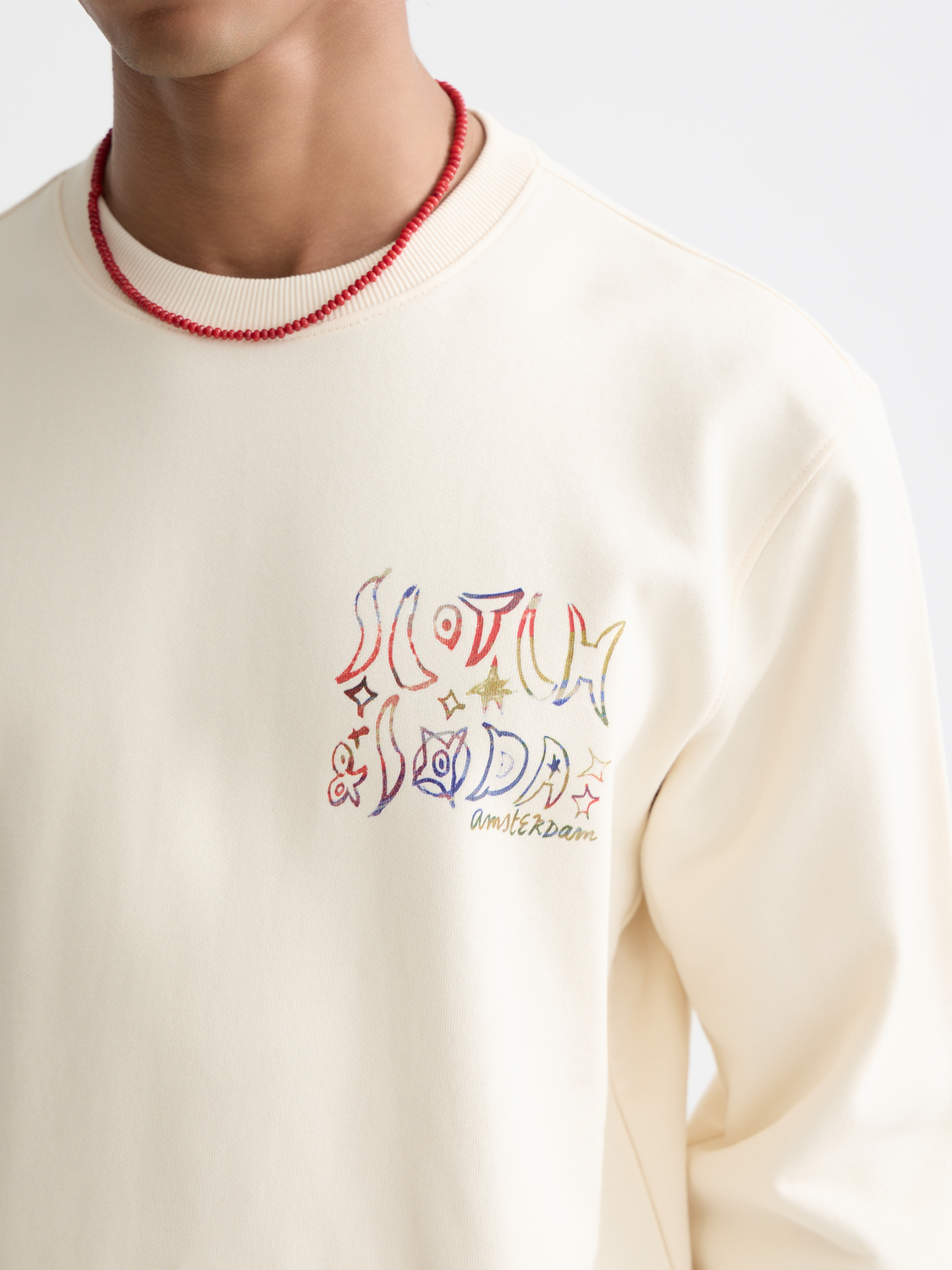 SCOTCH & SODA artwork sweatshirt featuring colorful printed design, cozy cotton sweat fabric, long sleeves, and ribbed cuffs.