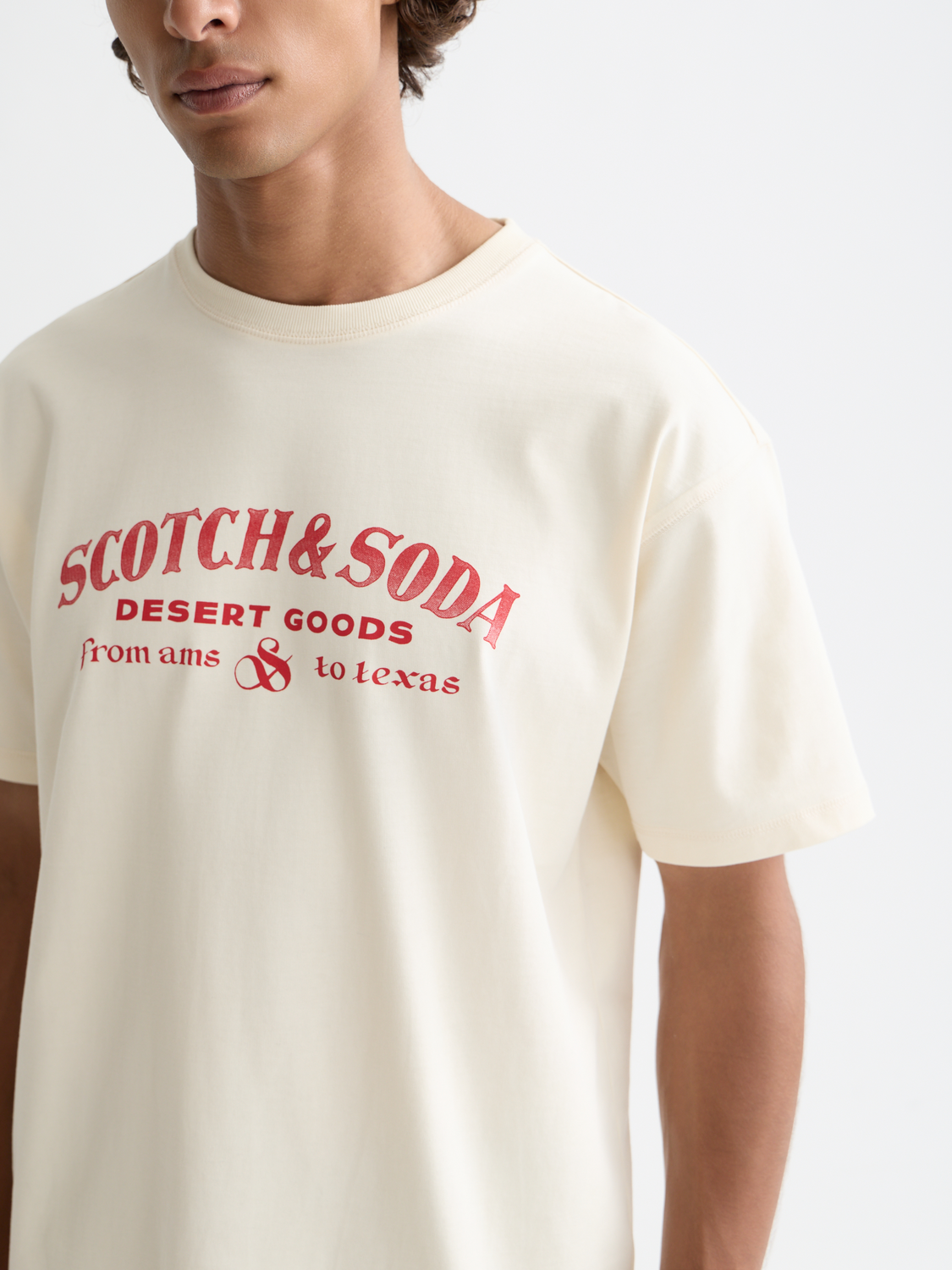 Short-sleeve Scotch & Soda artwork T-shirt featuring colorful graphic design on soft fabric.