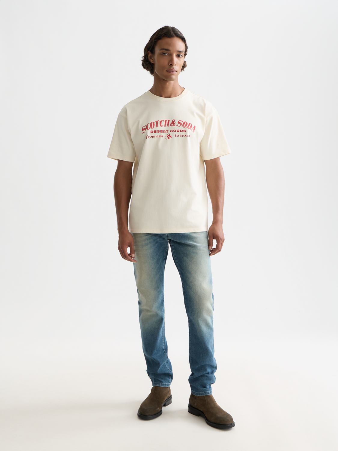 SCOTCH & SODA artwork short sleeve t-shirt featuring a colorful graphic design on the front.