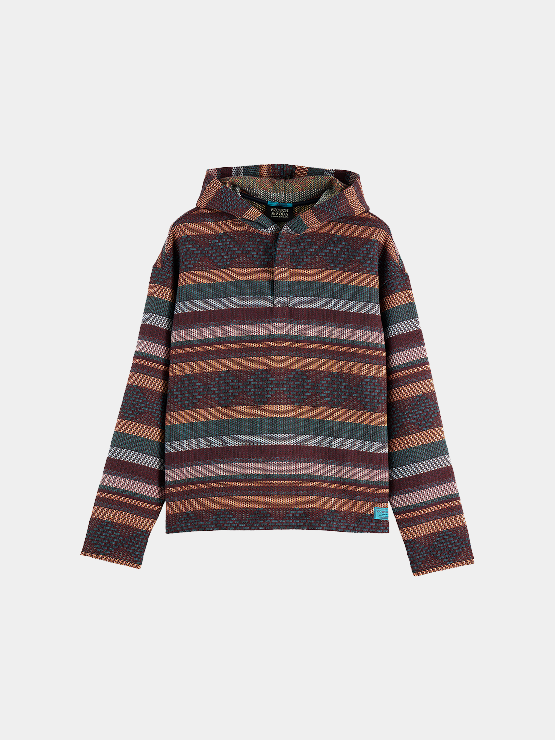 SCOTCH & SODA jacquard hoodie, stylish gray sweats with intricate woven pattern, casual and comfortable men's apparel