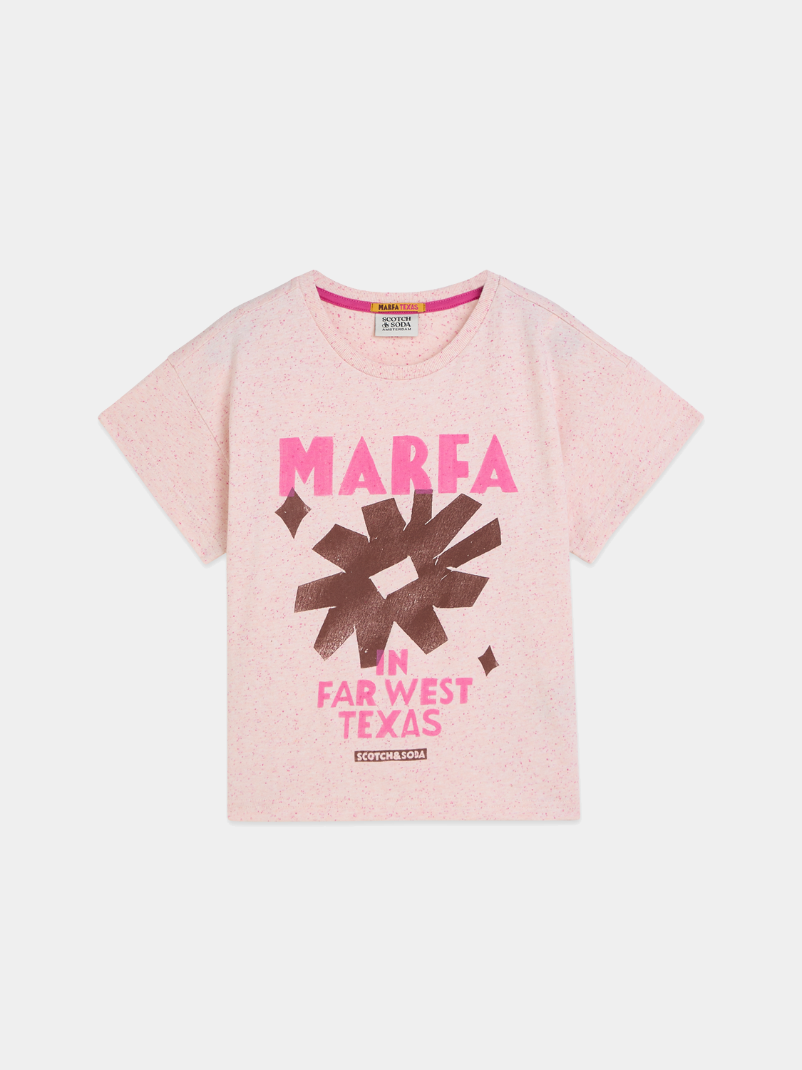 Kids artwork T-shirt by Scotch & Soda with short sleeves featuring colorful printed design on front.