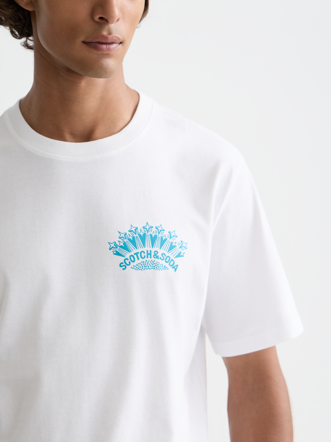 Scotch & Soda artwork short sleeve t-shirt with colorful graphic print, casual fit, and soft cotton fabric.