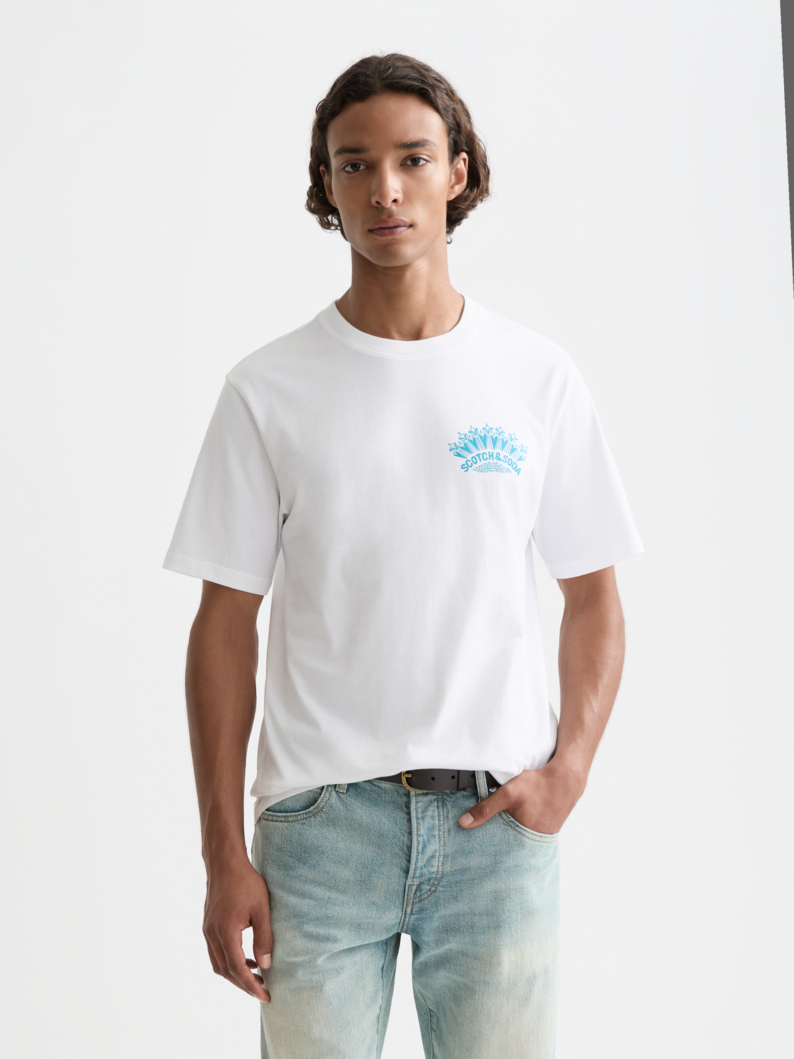 SCOTCH & SODA artwork short sleeve t-shirt featuring colorful graphic print on front