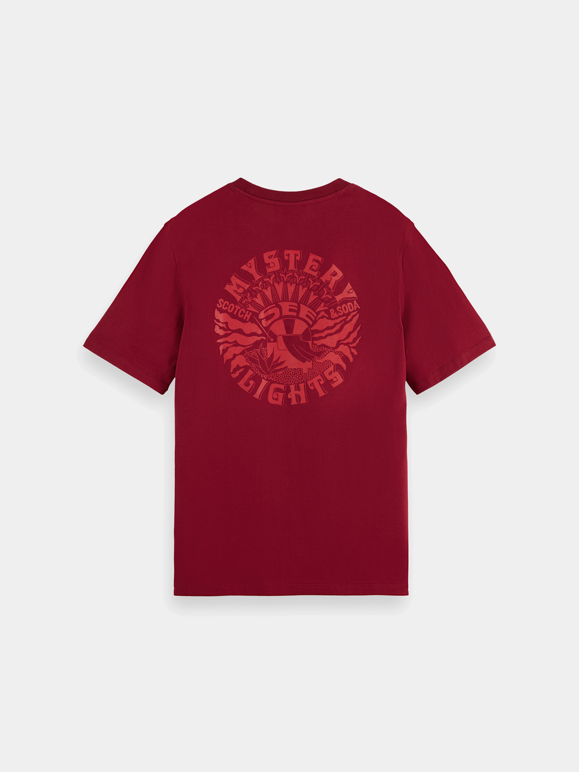 SCOTCH & SODA artwork short sleeve t-shirt featuring a colorful graphic design on a black background.