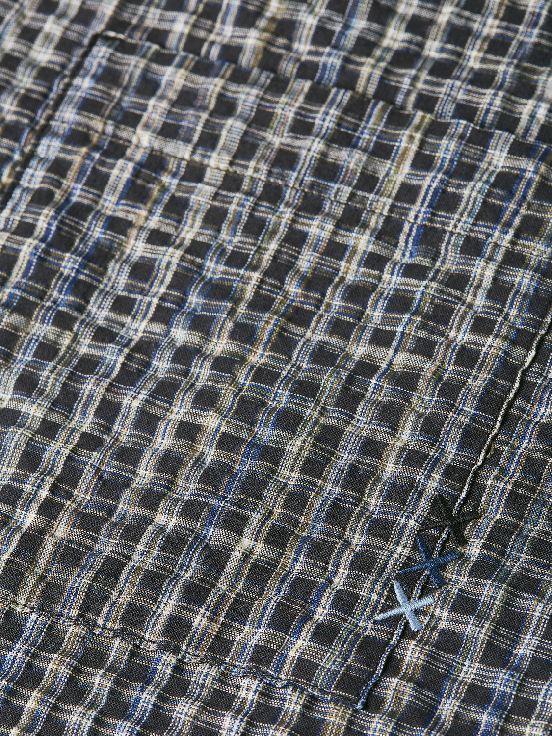 Scotch & Soda seersucker micro-check long-sleeve shirt with button-down collar, lightweight fabric, and classic fit.
