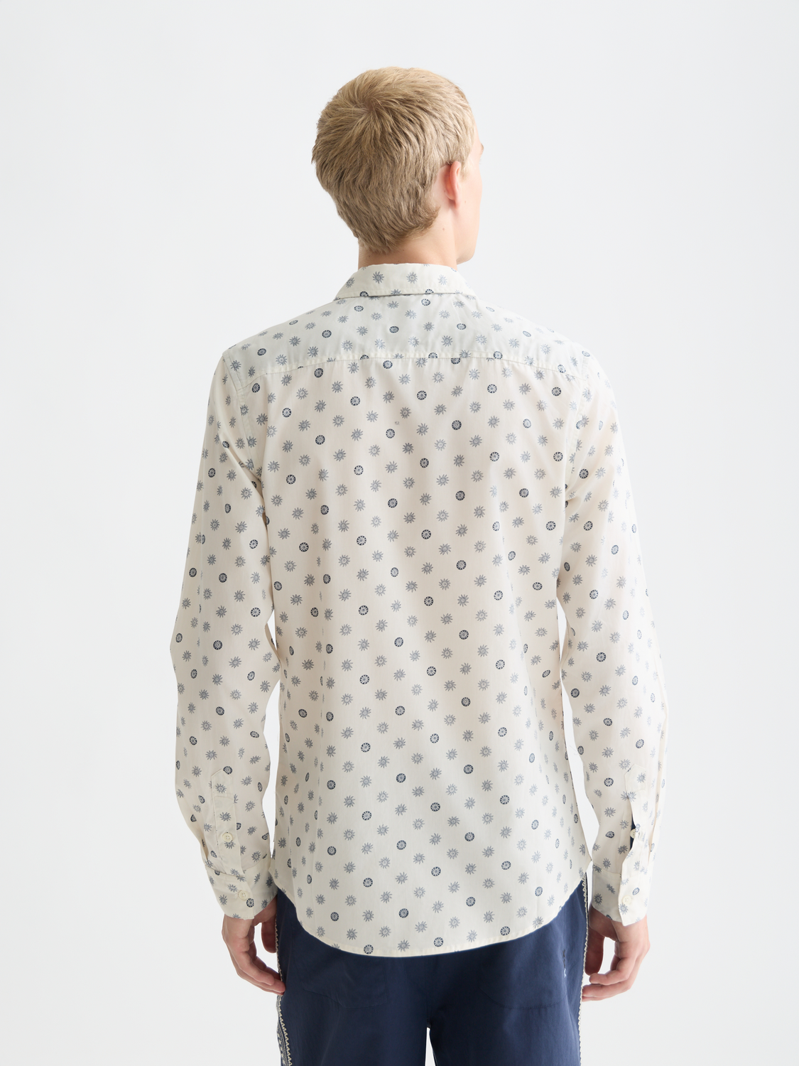 Long sleeve printed poplin shirt by Scotch & Soda, showing the front view with vibrant floral pattern and classic collar.